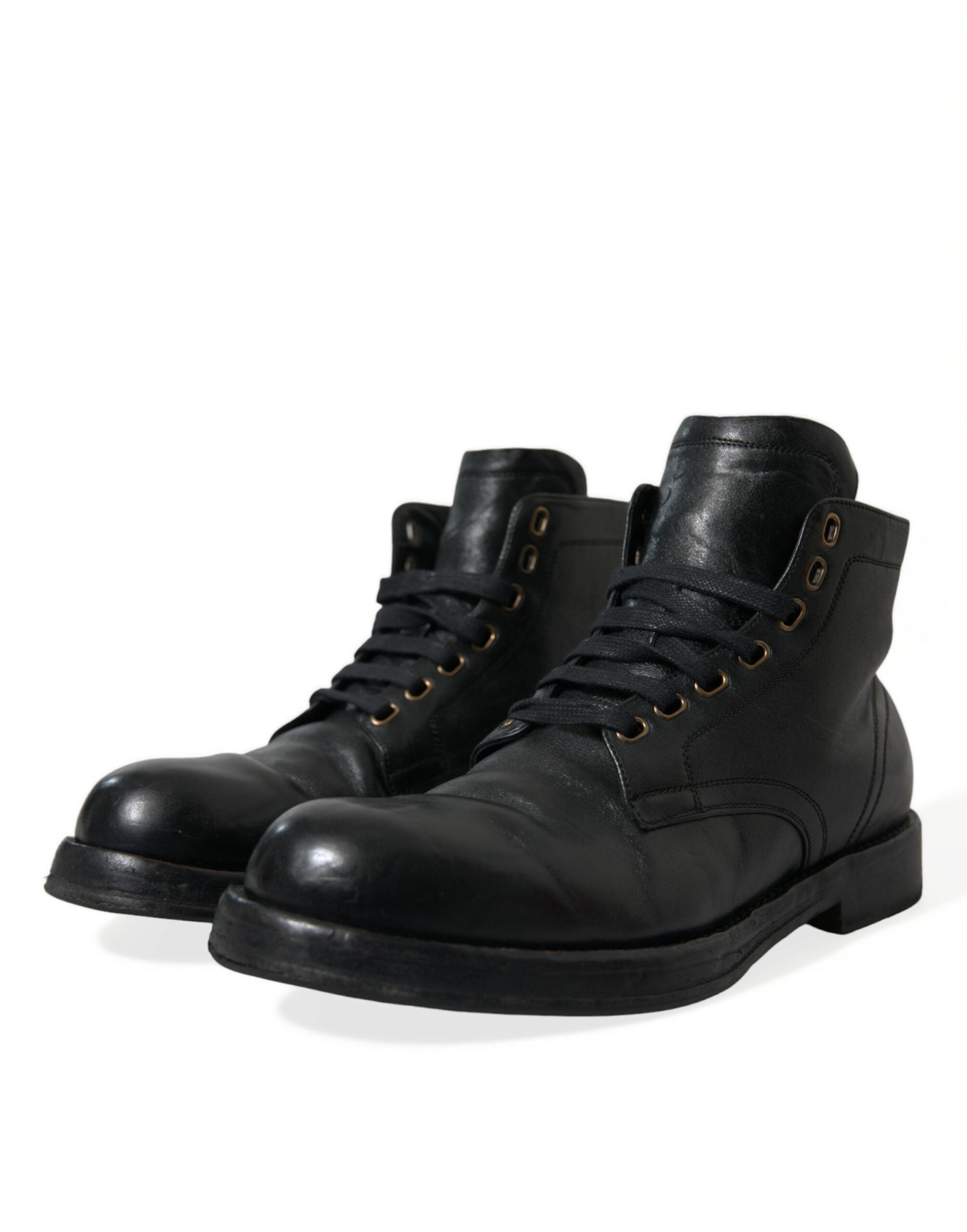 Dolce & Gabbana Black Leather Perugino Ankle Boots Shoes -   -  Dolce & Gabbana.