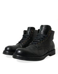 Dolce & Gabbana Black Leather Perugino Ankle Boots Shoes -   -  Dolce & Gabbana.