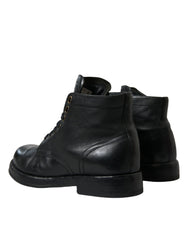 Dolce & Gabbana Black Leather Perugino Ankle Boots Shoes -   -  Dolce & Gabbana.