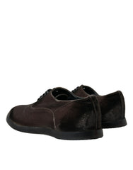 Dolce & Gabbana Brown Velvet Men Lace Up Oxford Dress Shoes -   -  Dolce & Gabbana.