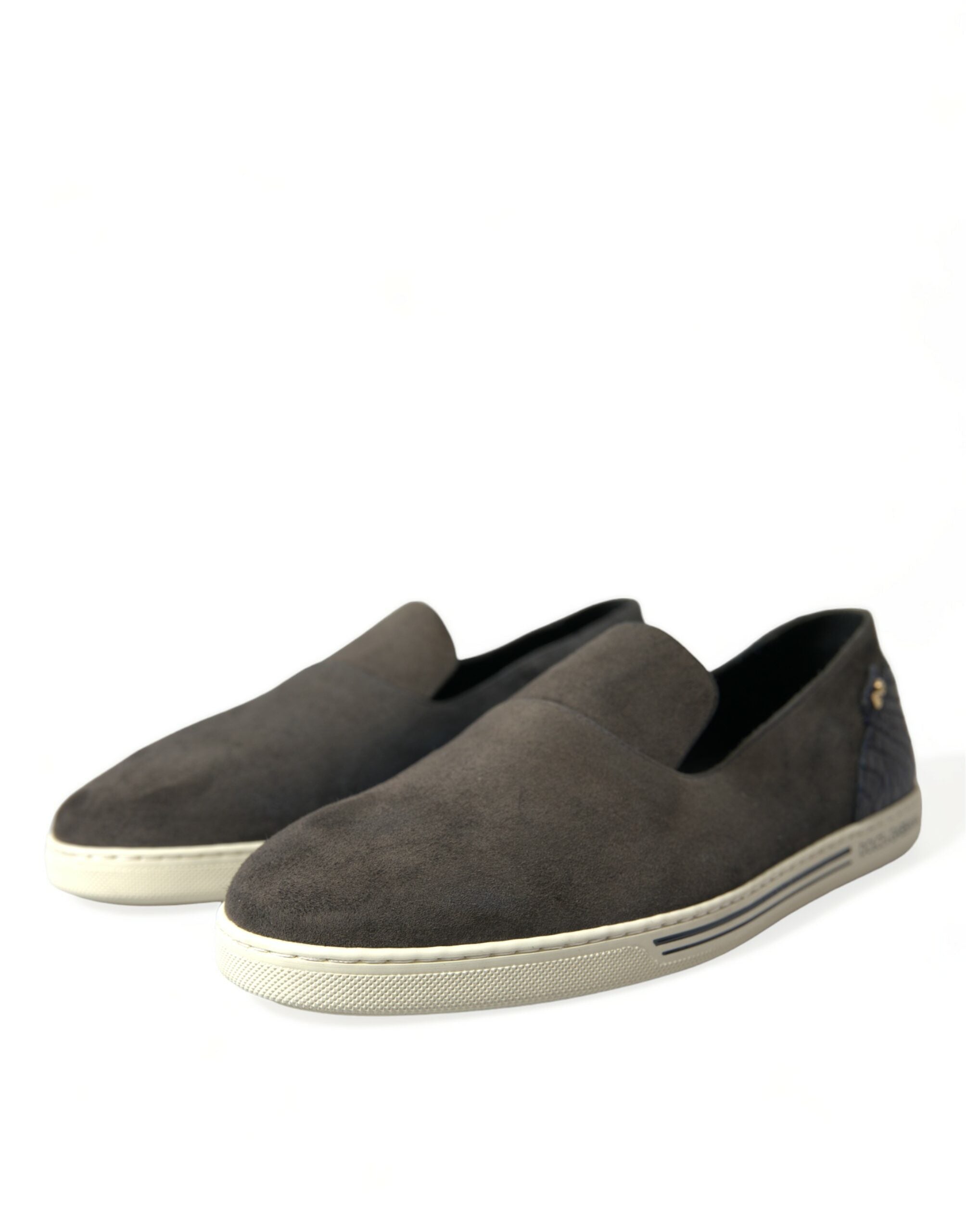 Dolce & Gabbana Blue Suede Caiman Men Loafers Slippers Shoes -   -  Dolce & Gabbana.