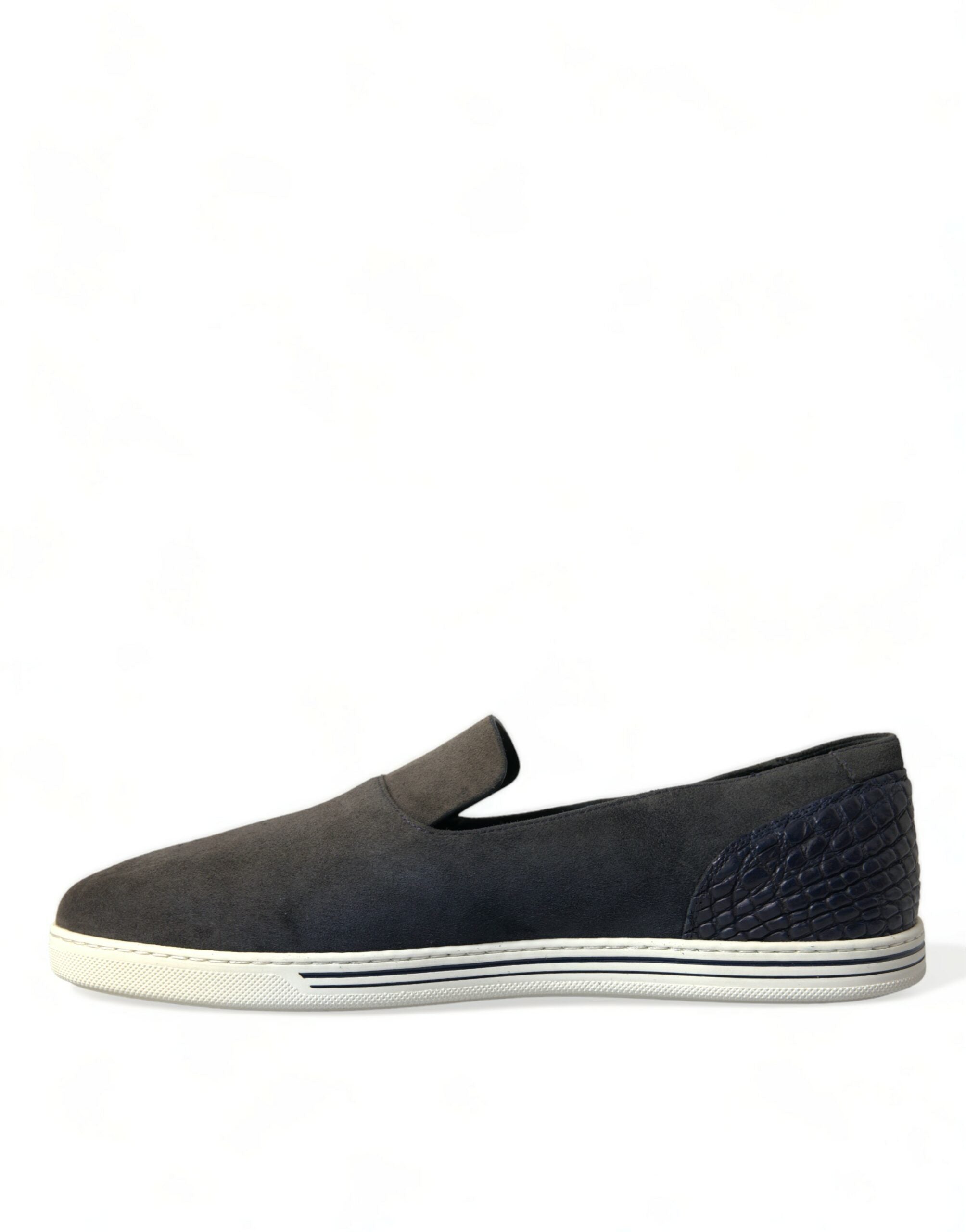 Dolce & Gabbana Blue Suede Caiman Men Loafers Slippers Shoes -   -  Dolce & Gabbana.
