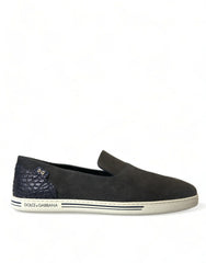 Dolce & Gabbana Blue Suede Caiman Men Loafers Slippers Shoes -   -  Dolce & Gabbana.