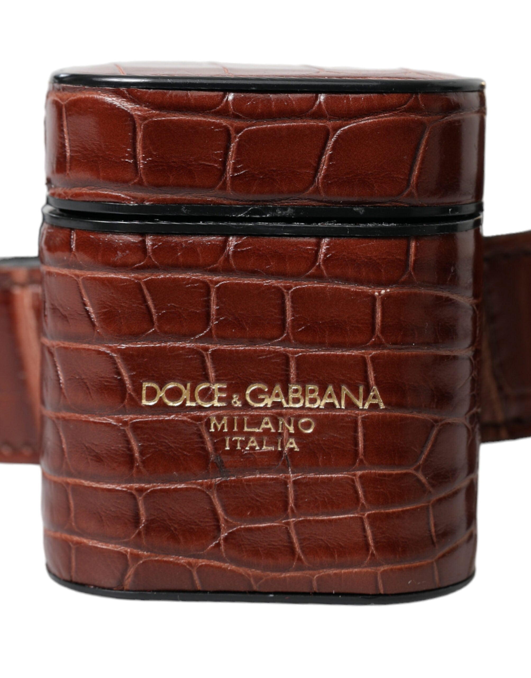 Dolce & Gabbana Brown Alligator Leather Airpods Case Coin Purse Wallet -   -  Dolce & Gabbana.