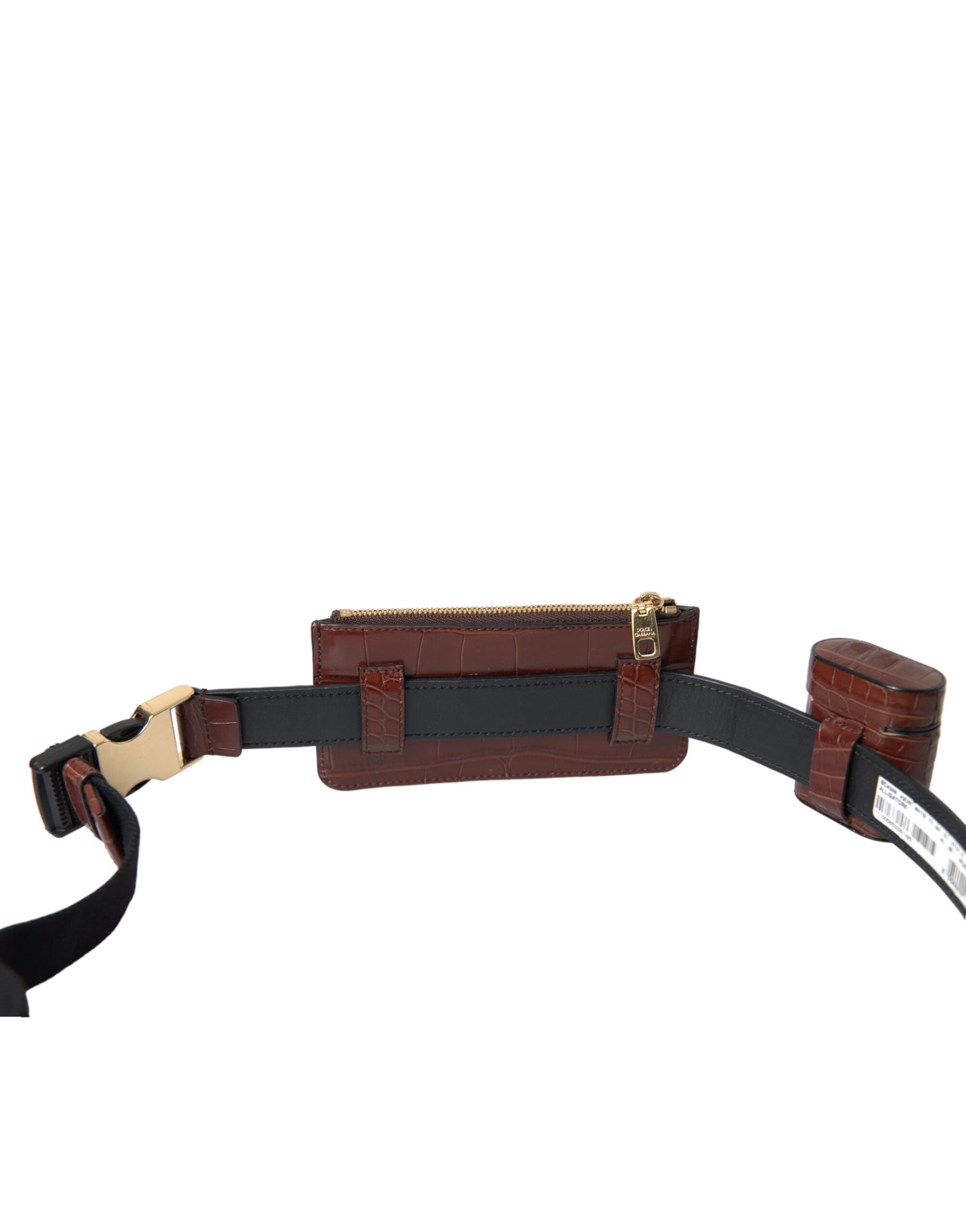 Dolce & Gabbana Brown Alligator Leather Airpods Case Coin Purse Wallet -   -  Dolce & Gabbana.