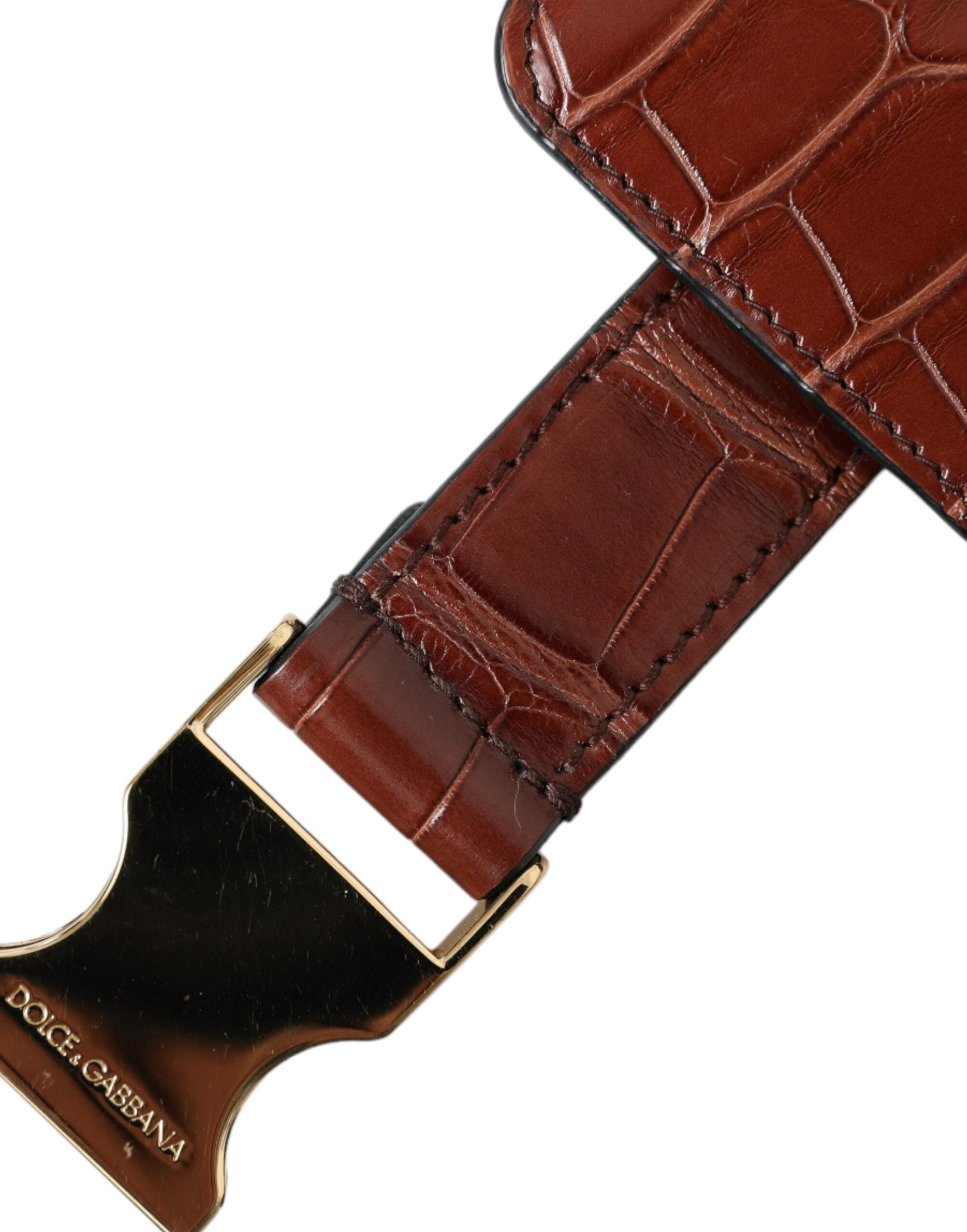 Dolce & Gabbana Brown Alligator Leather Airpods Case Coin Purse Wallet -   -  Dolce & Gabbana.
