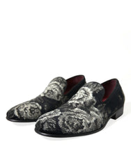 Dolce & Gabbana Black Floral Slippers Men Loafers Dress Shoes -   -  Dolce & Gabbana.