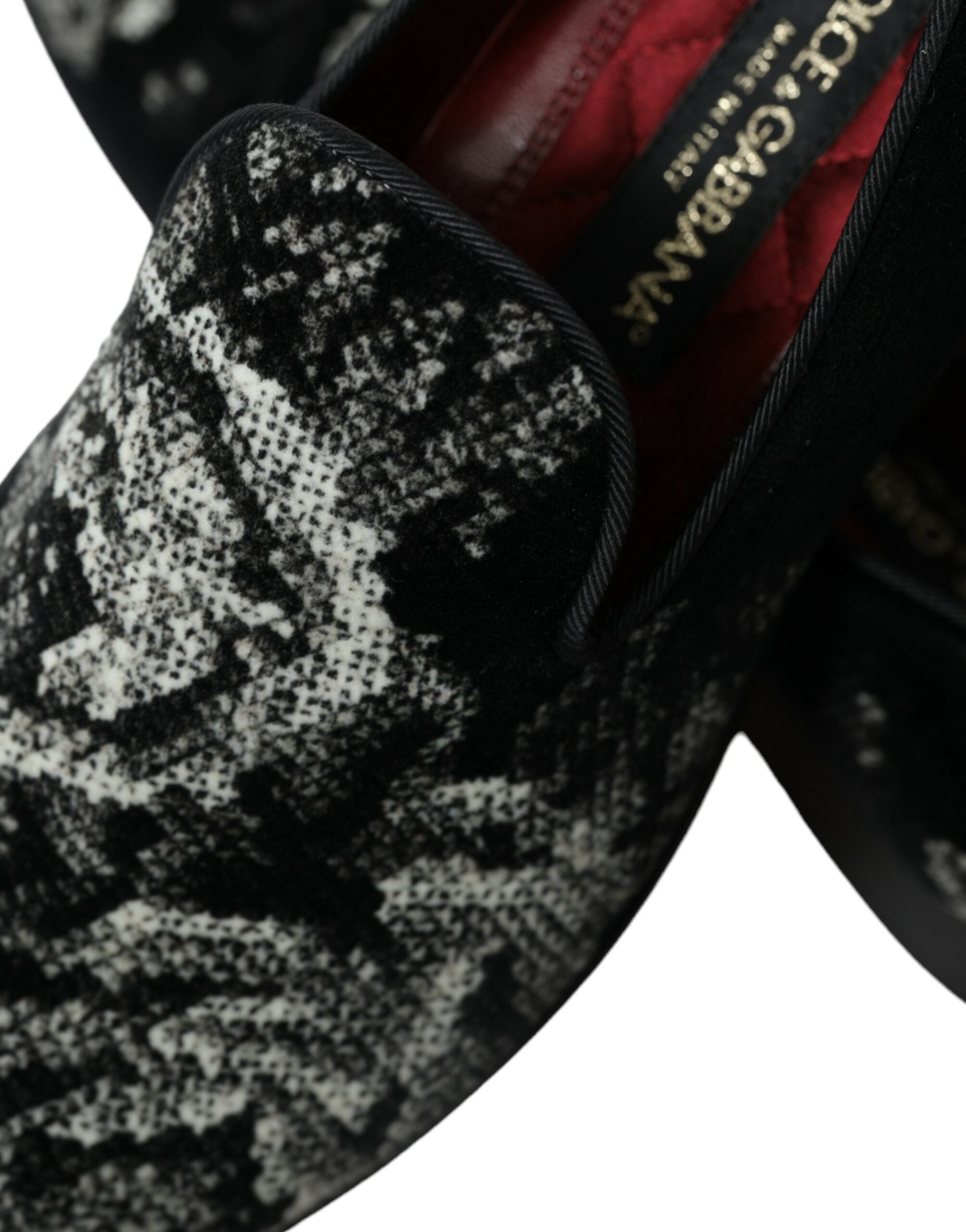 Dolce & Gabbana Black Floral Slippers Men Loafers Dress Shoes -   -  Dolce & Gabbana.