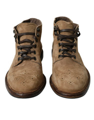 Dolce & Gabbana Brown Leather Lace Up Ankle Boots Shoes -   -  Dolce & Gabbana.