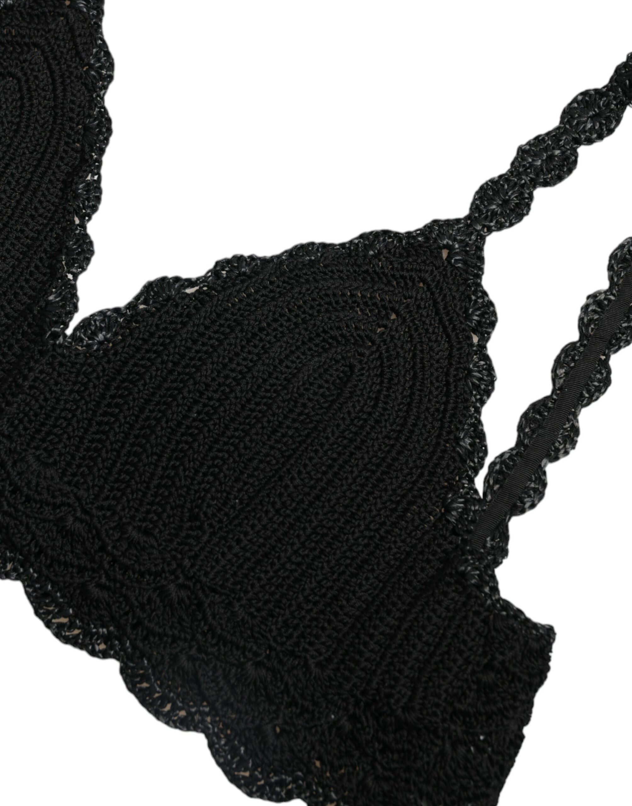 Dolce & Gabbana Black Cotton Bustier Cropped Crochet Tank Top -   -  Dolce & Gabbana.