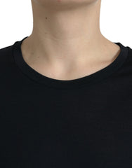 Dolce & Gabbana Black Wool Short Sleeves Crewneck Top T-shirt -   -  Dolce & Gabbana.