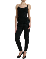 Dolce & Gabbana Black Silk Stretch Lace Sleeveless Tank Top -   -  Dolce & Gabbana.