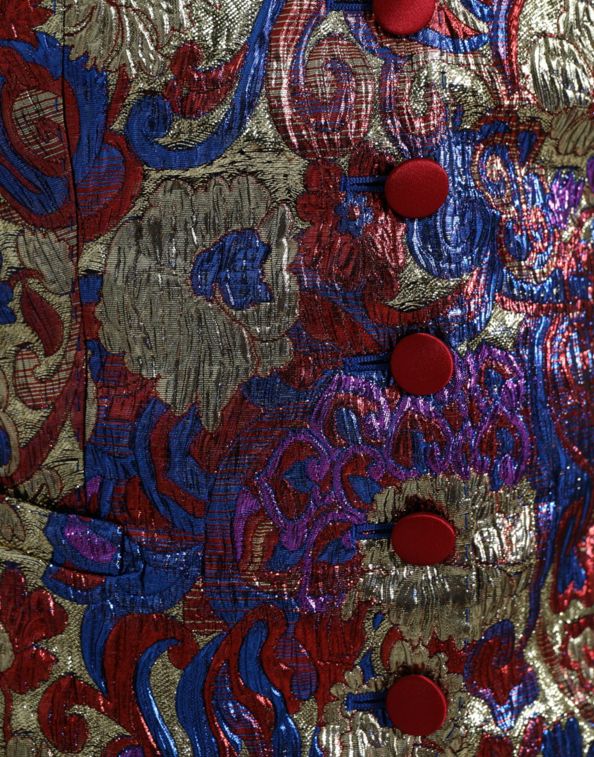 Dolce & Gabbana Multicolor Jacquard Button Waistcoat Vest Top -   -  Dolce & Gabbana.