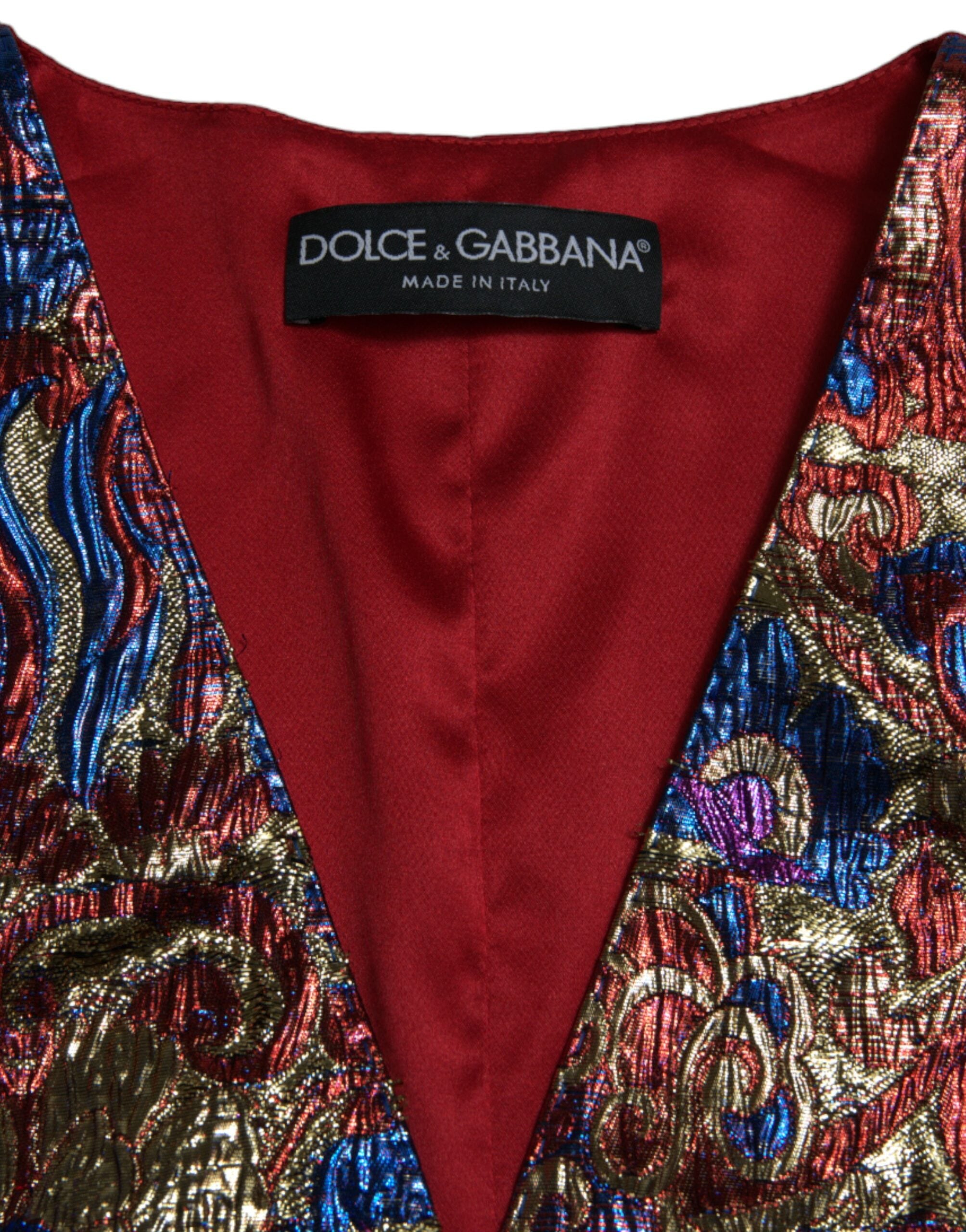 Dolce & Gabbana Multicolor Jacquard Button Waistcoat Vest Top -   -  Dolce & Gabbana.