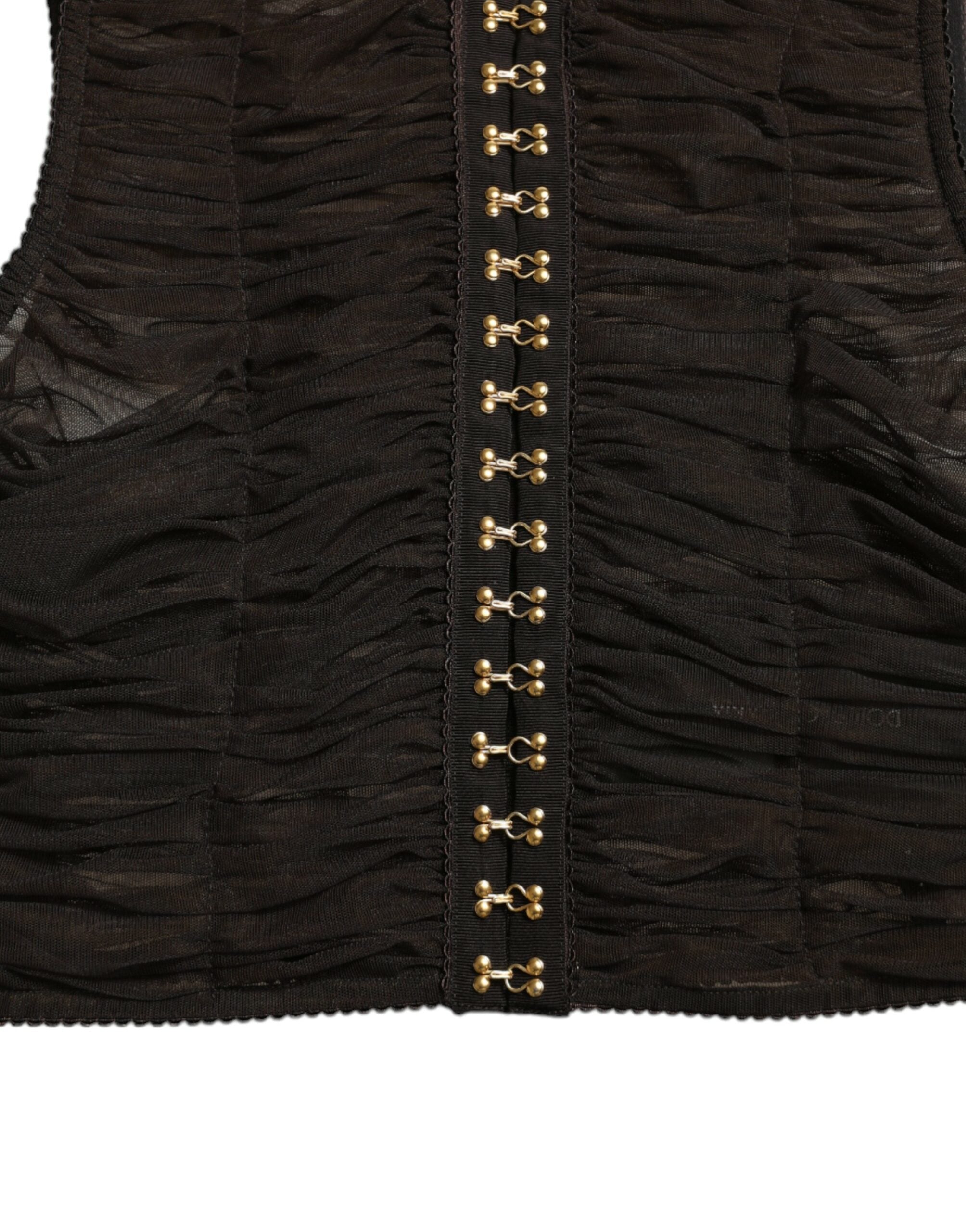 Dolce & Gabbana Brown Embellished Nylon Stretch Cropped Top -   -  Dolce & Gabbana.