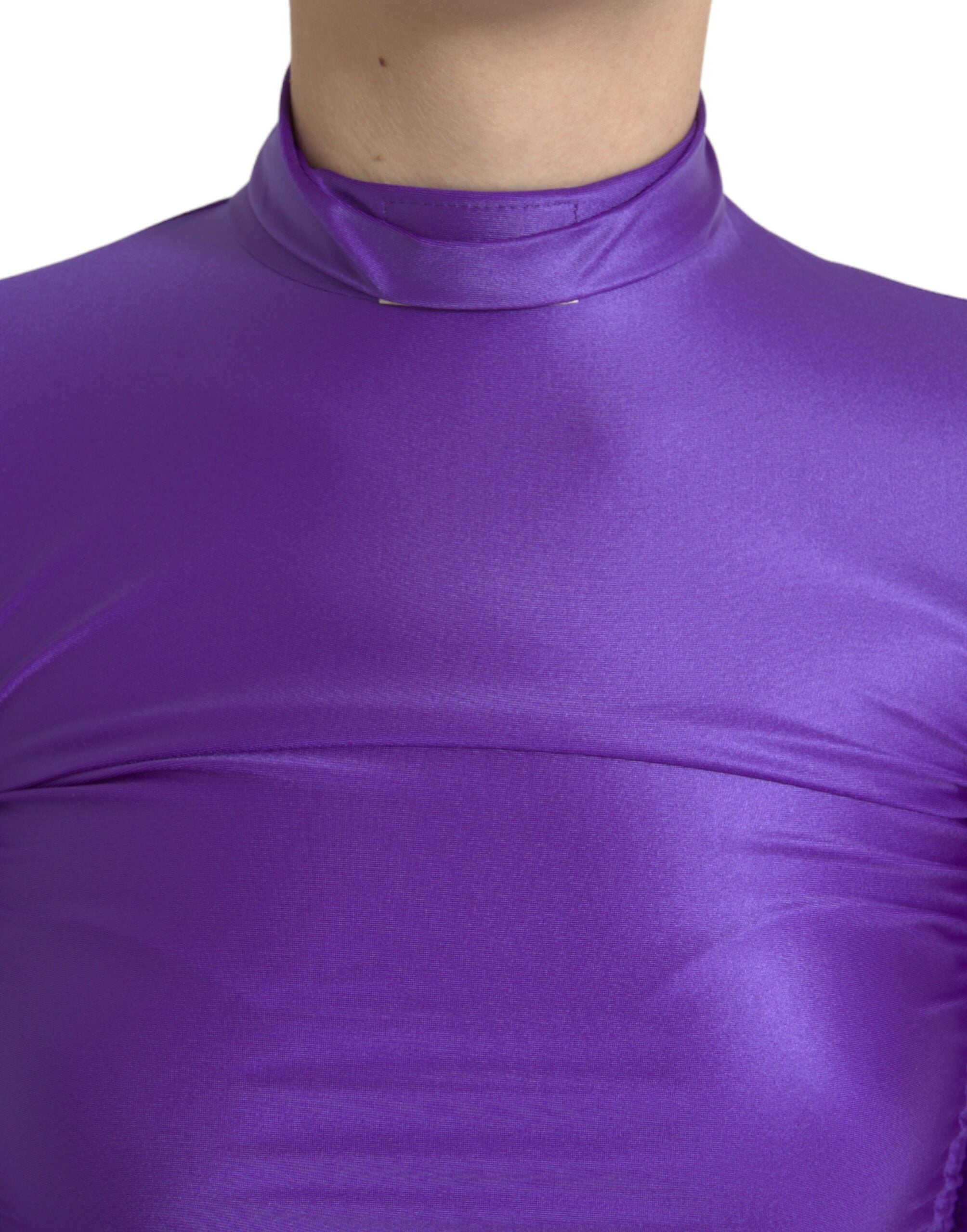 Dolce & Gabbana Purple Nylon Stretch Slim Long Sleeves Top -   -  Dolce & Gabbana.