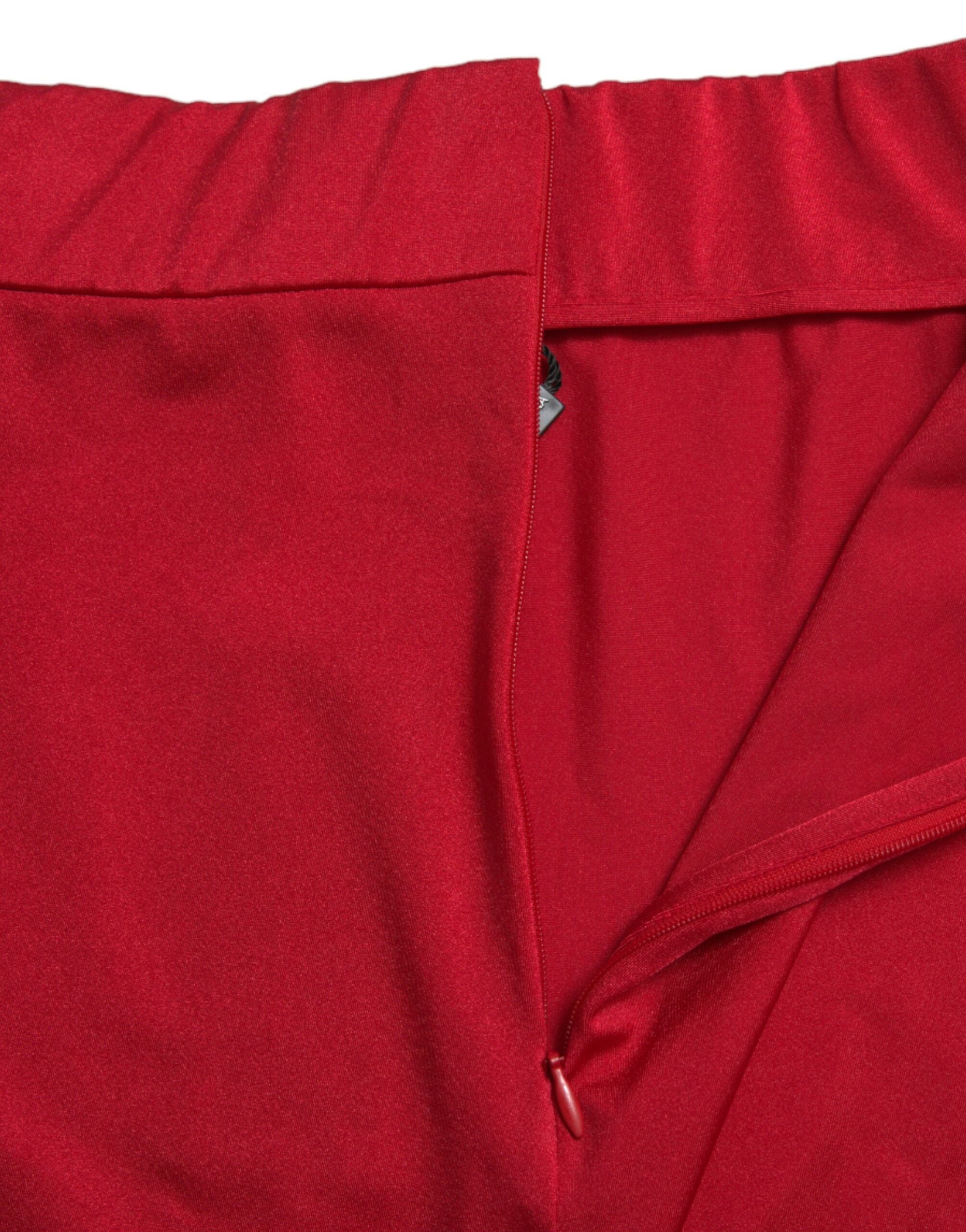 Dolce & Gabbana Red Stretch High Waist Cropped Leggings Pants -   -  Dolce & Gabbana.