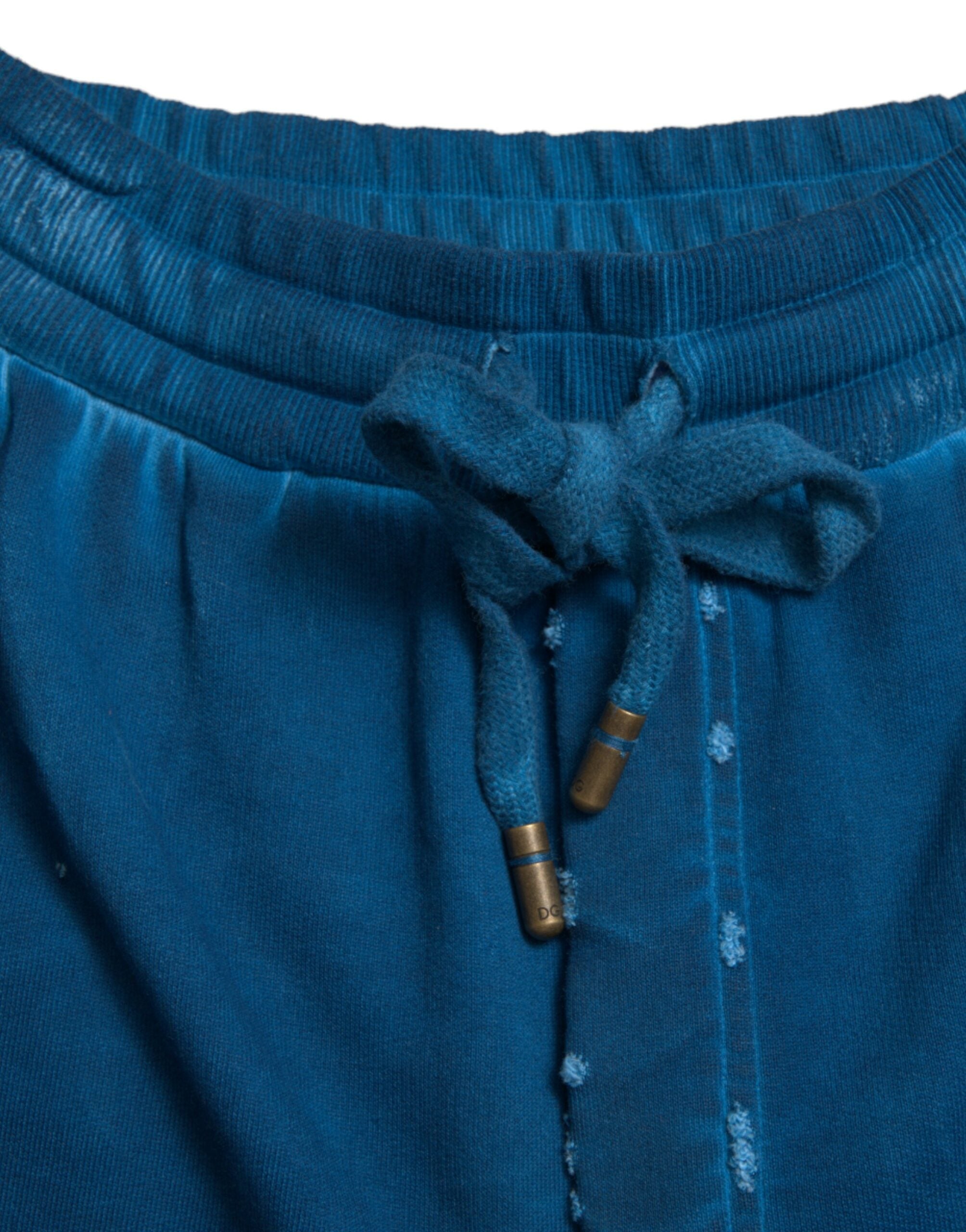 Dolce & Gabbana Blue Logo Cotton Jogger Sweatpants Pants -   -  Dolce & Gabbana.