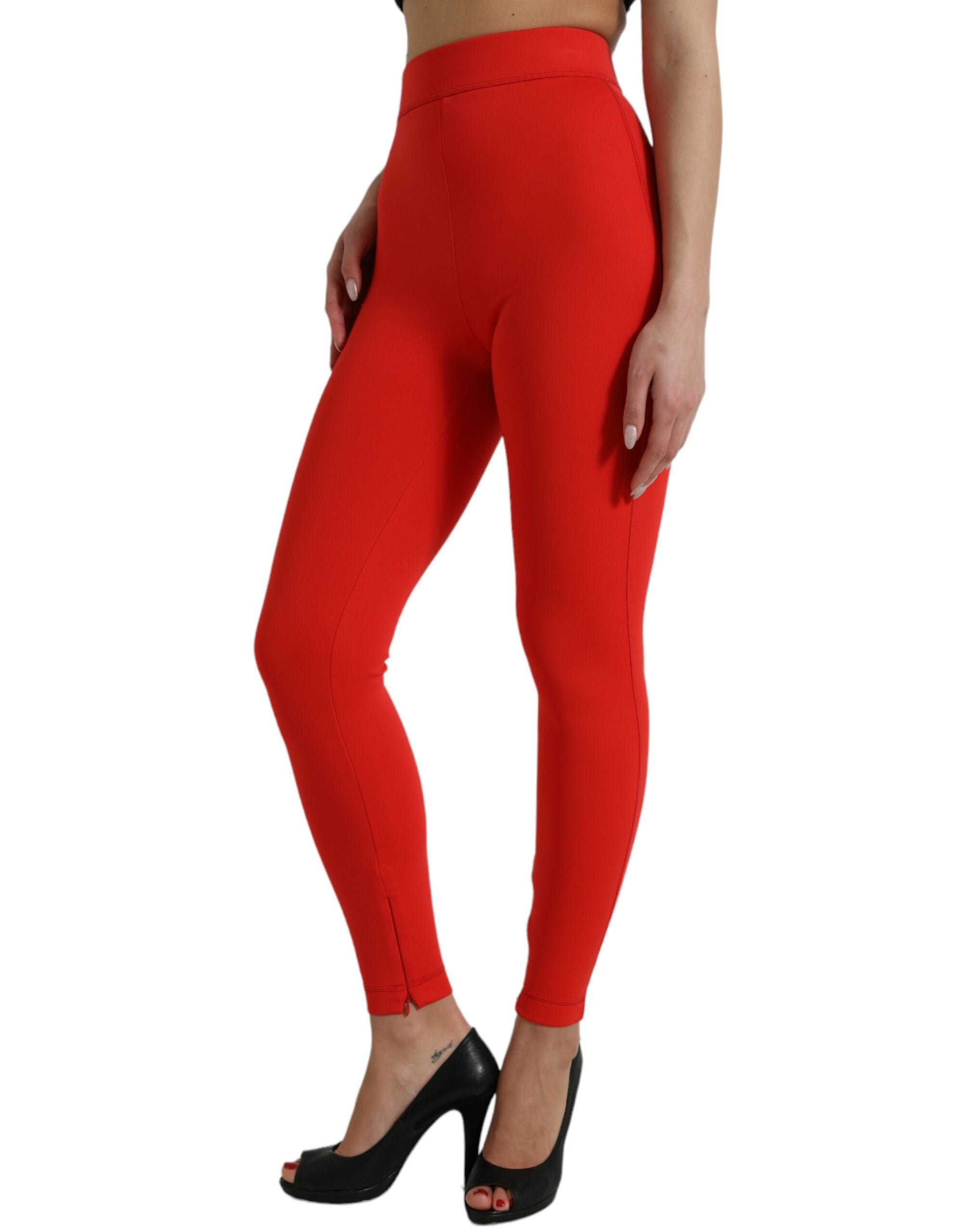 Dolce & Gabbana Red Nylon Stretch Slim Leggings Pants -   -  Dolce & Gabbana.