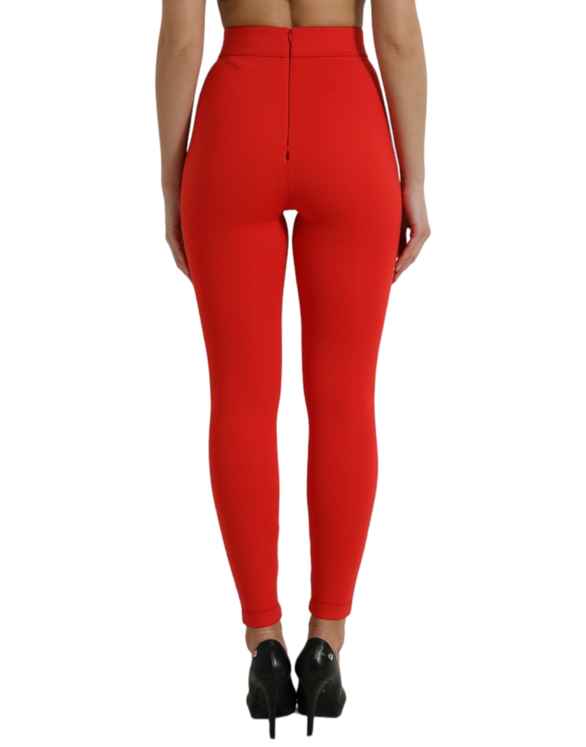 Dolce & Gabbana Red Nylon Stretch Slim Leggings Pants -   -  Dolce & Gabbana.