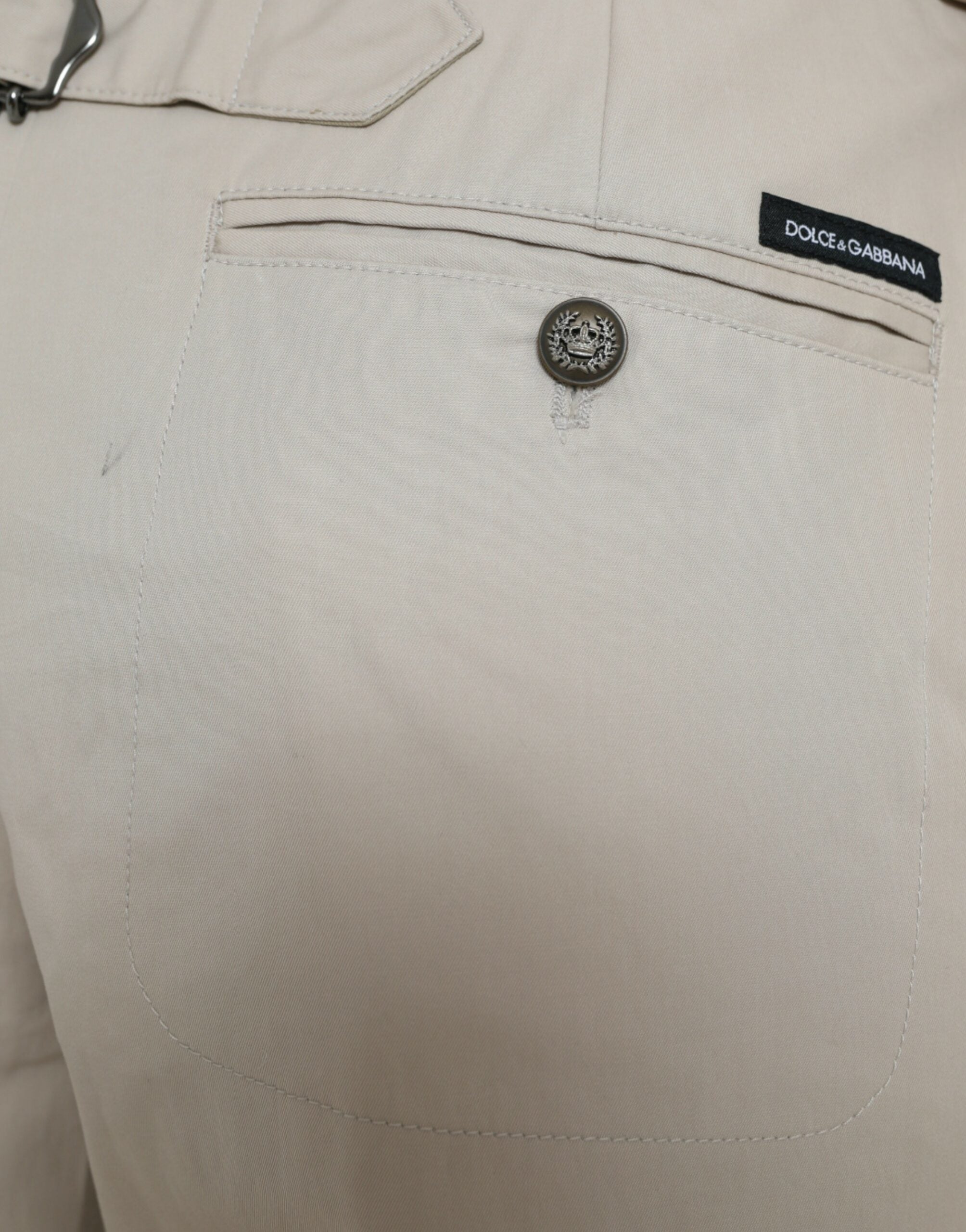 Dolce & Gabbana Beige Cotton High Waist Tapered Pants -   -  Dolce & Gabbana.