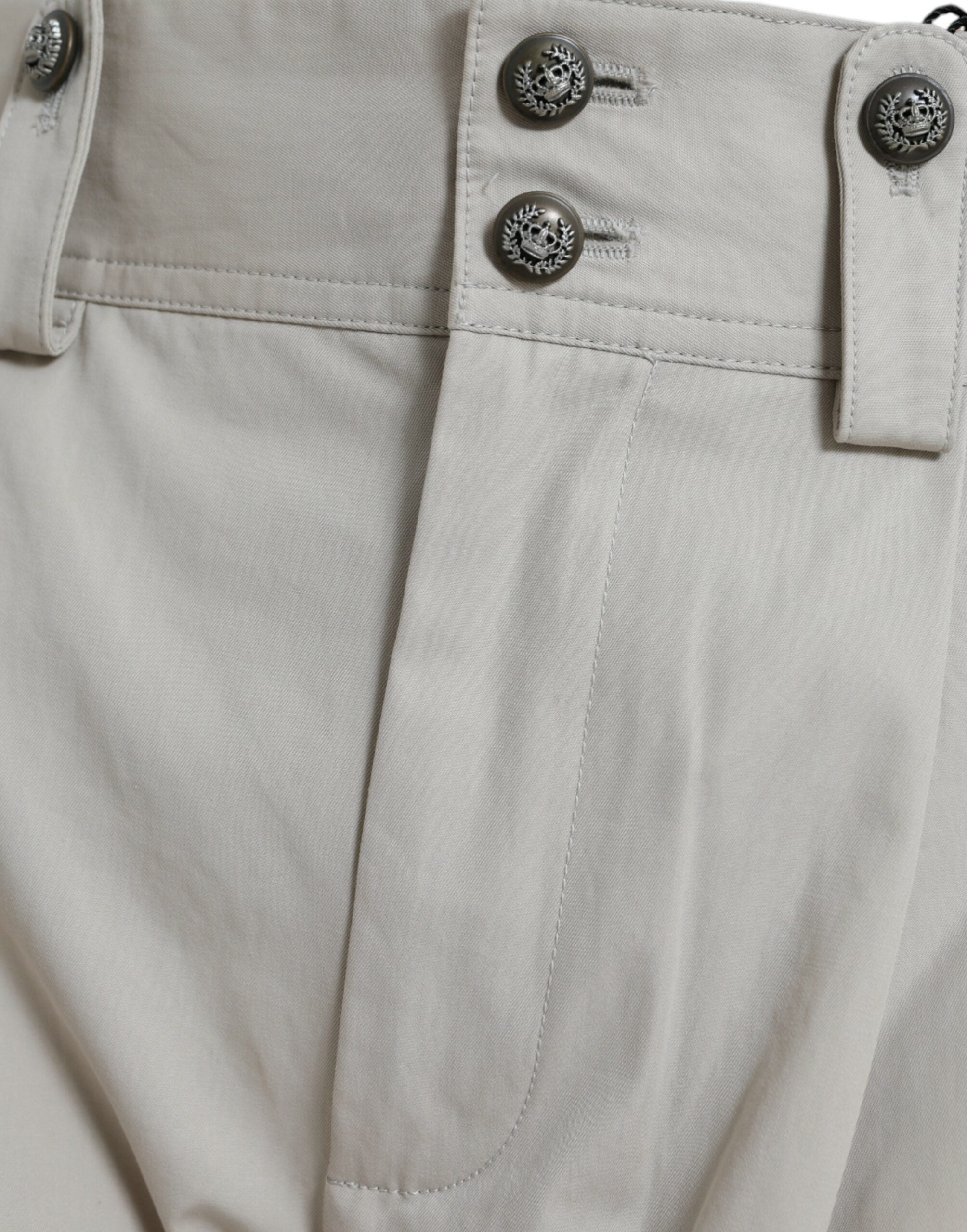 Dolce & Gabbana Beige Cotton High Waist Tapered Pants -   -  Dolce & Gabbana.