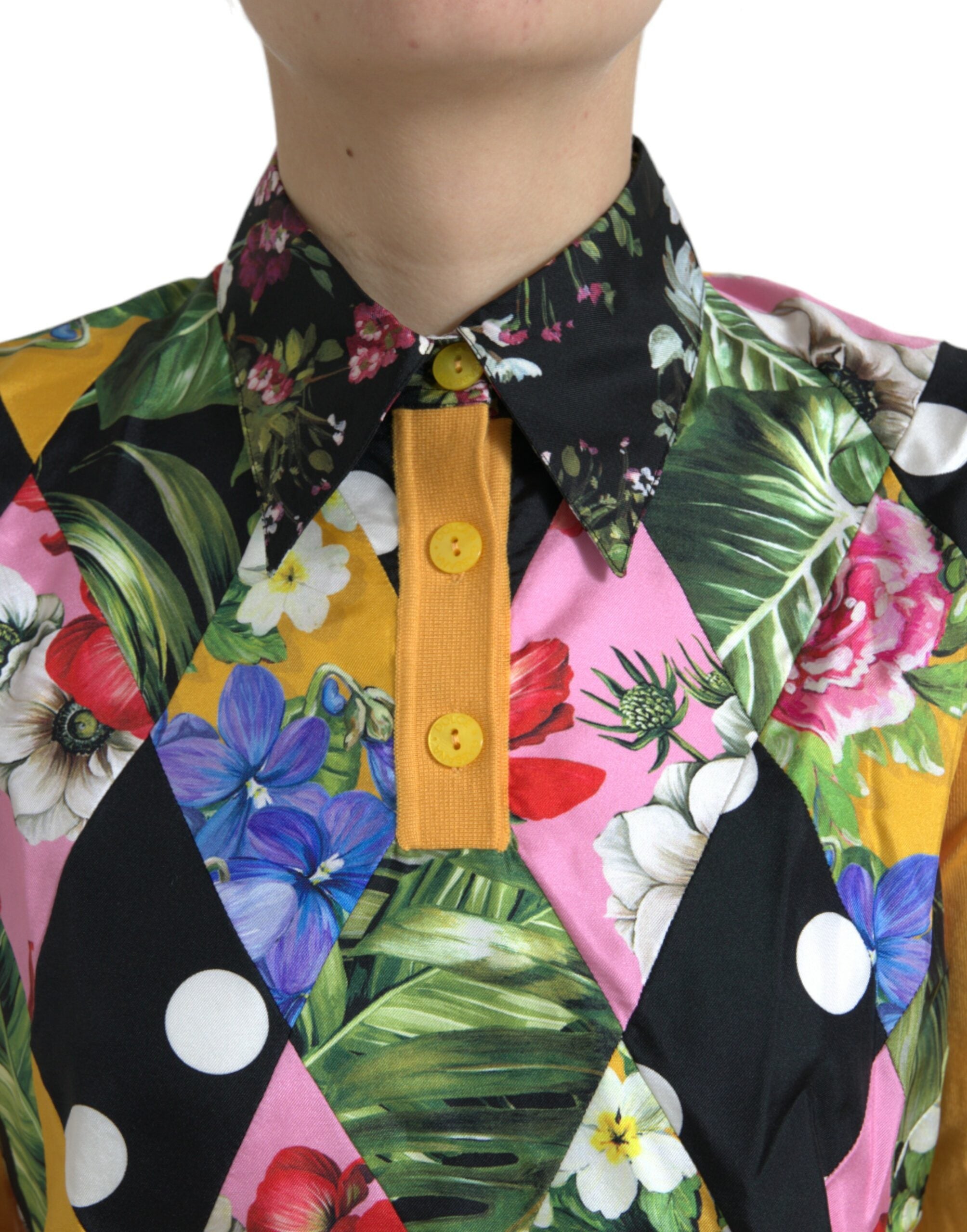 Dolce & Gabbana Multicolor Patchwork Cashmere Henley Sweater -   -  Dolce & Gabbana.