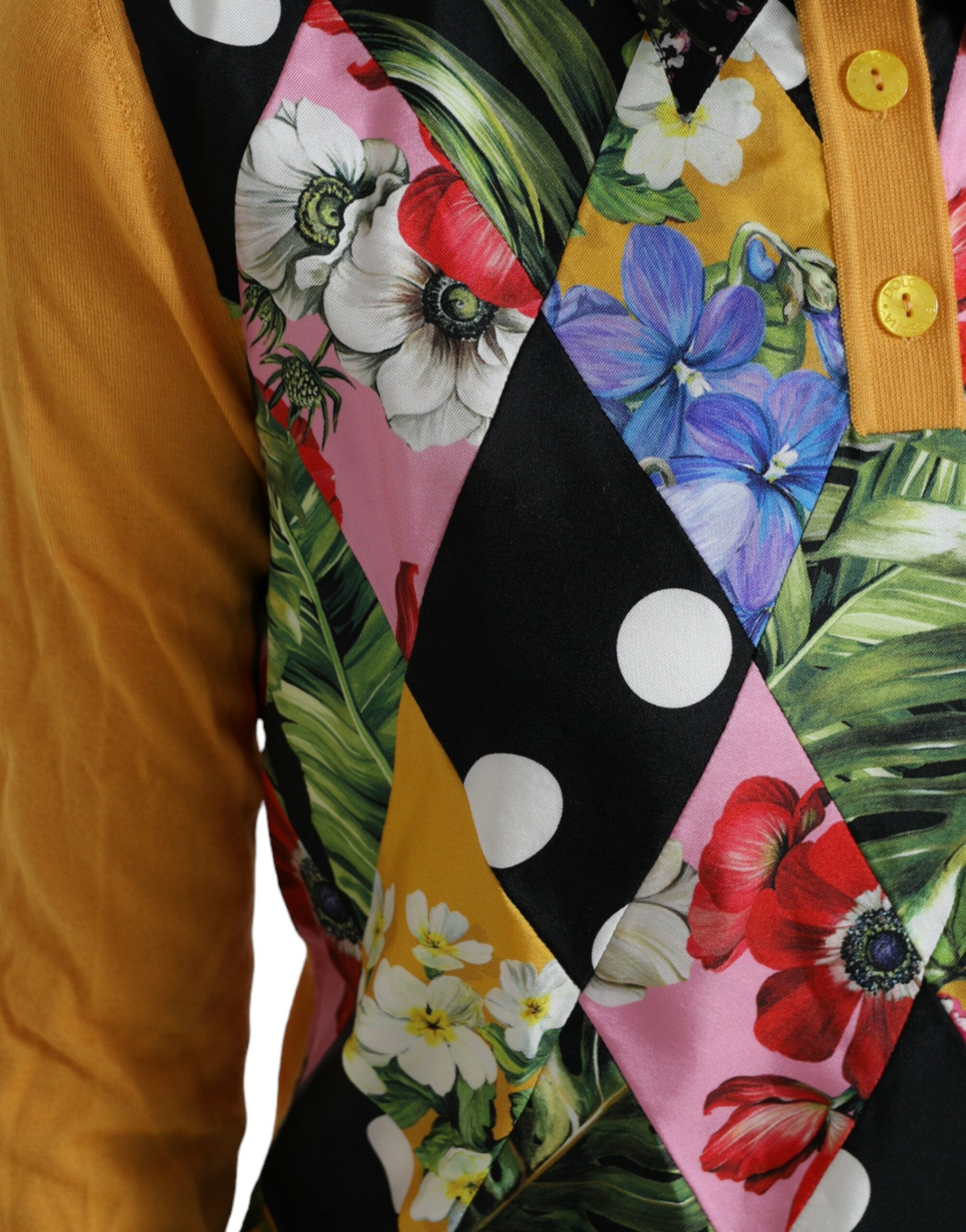 Dolce & Gabbana Multicolor Patchwork Cashmere Henley Sweater -   -  Dolce & Gabbana.