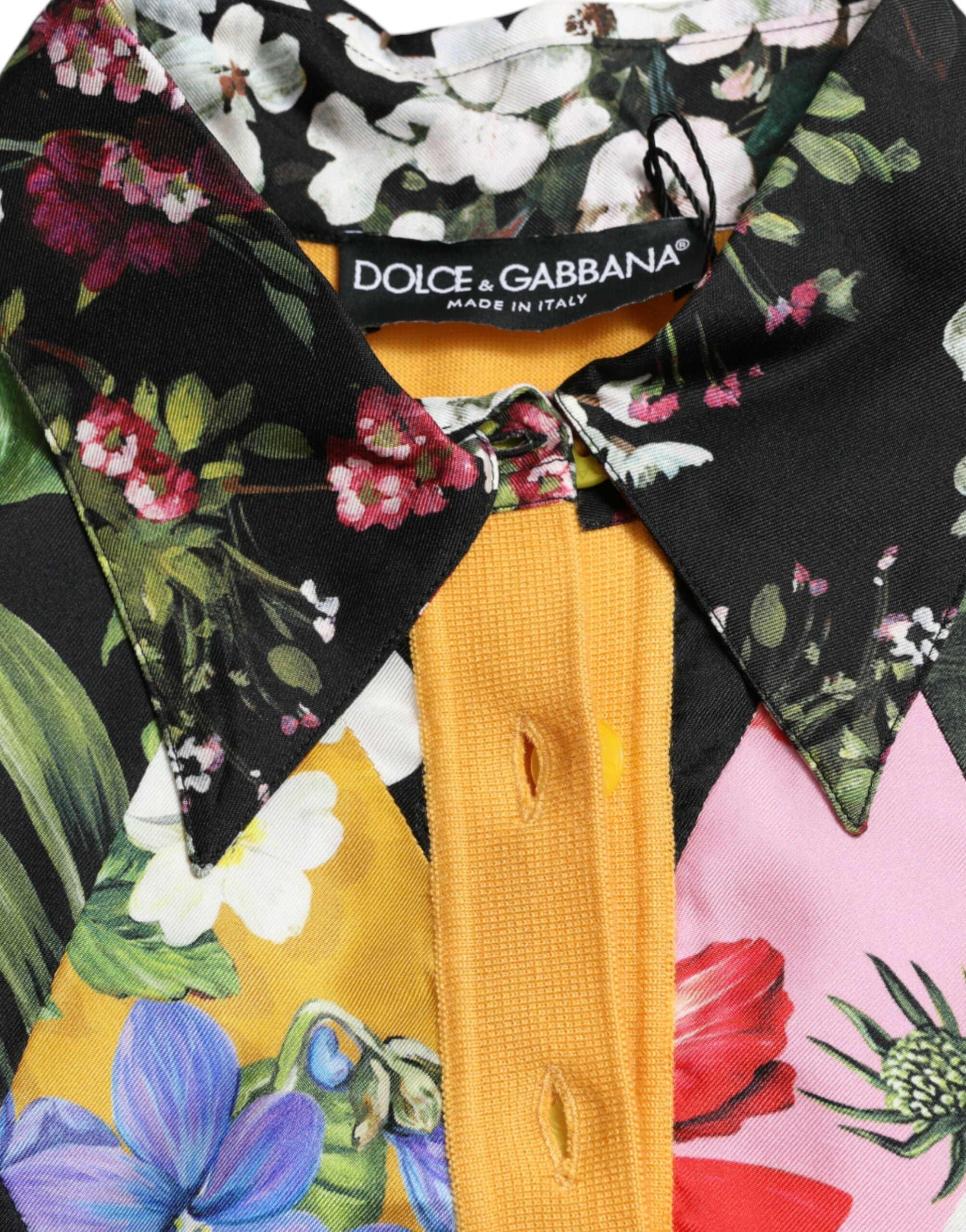 Dolce & Gabbana Multicolor Patchwork Cashmere Henley Sweater -   -  Dolce & Gabbana.