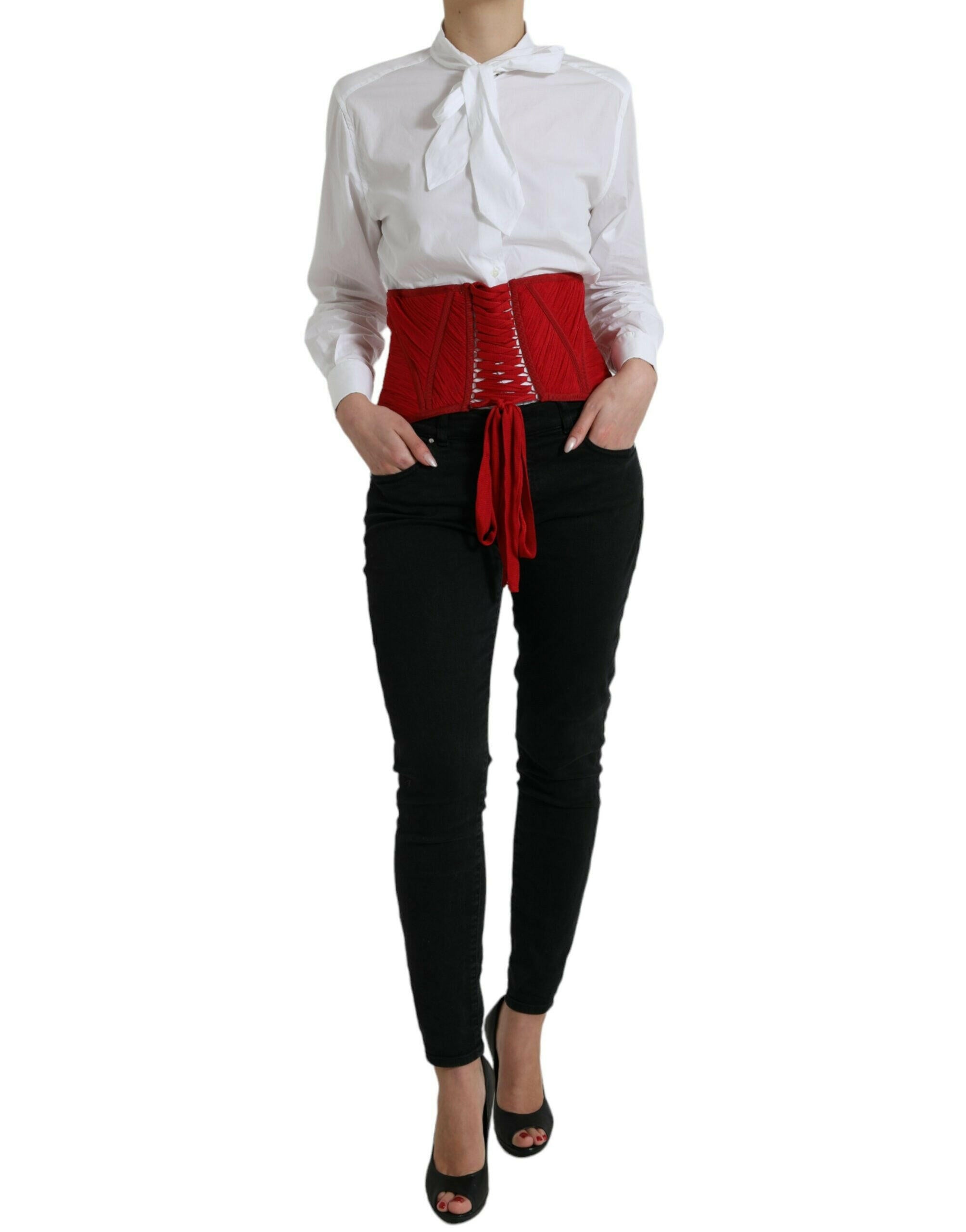 Dolce & Gabbana Red Silk Belt Waist Lace Up Strap Corset -   -  Dolce & Gabbana.