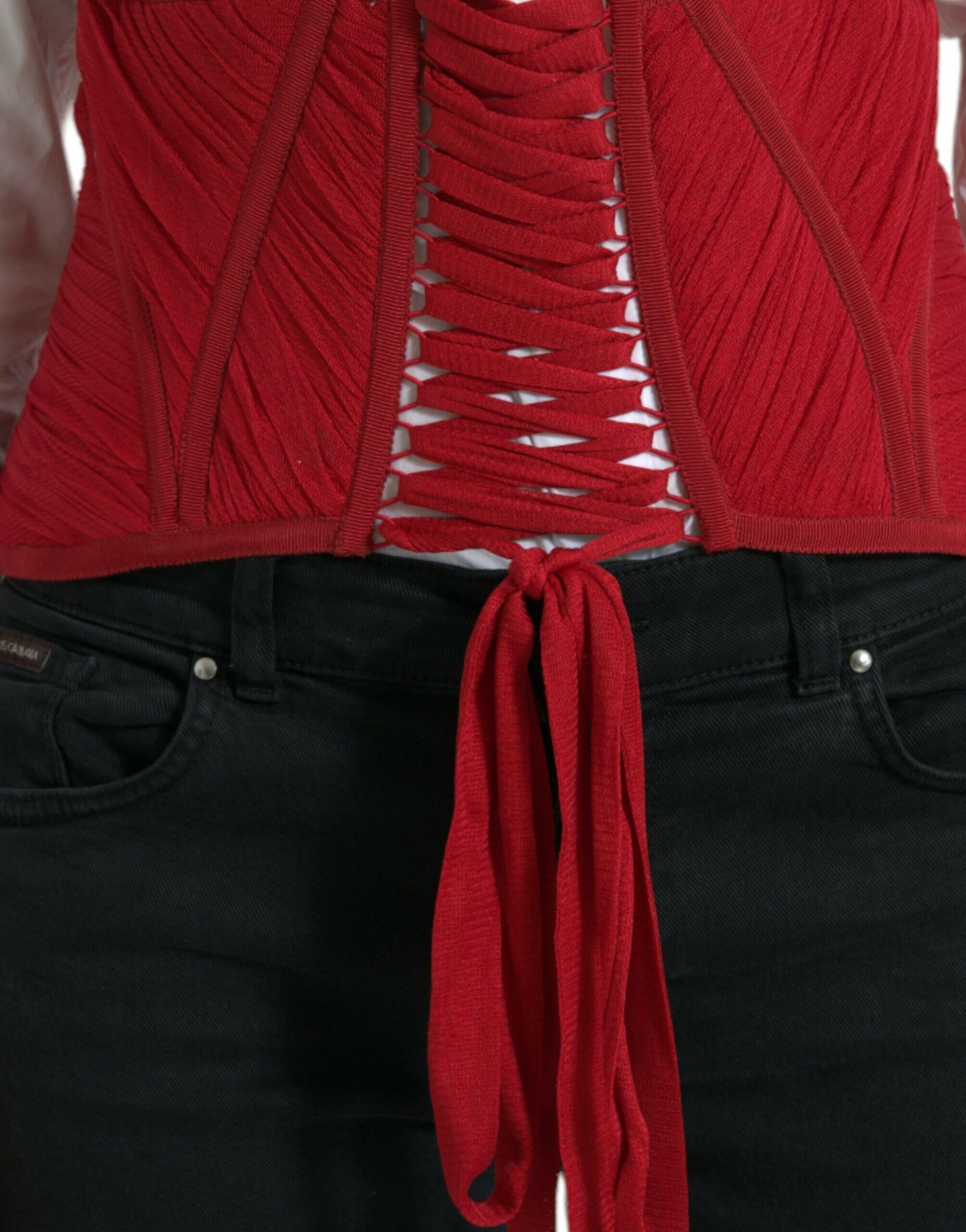 Dolce & Gabbana Red Silk Belt Waist Lace Up Strap Corset -   -  Dolce & Gabbana.