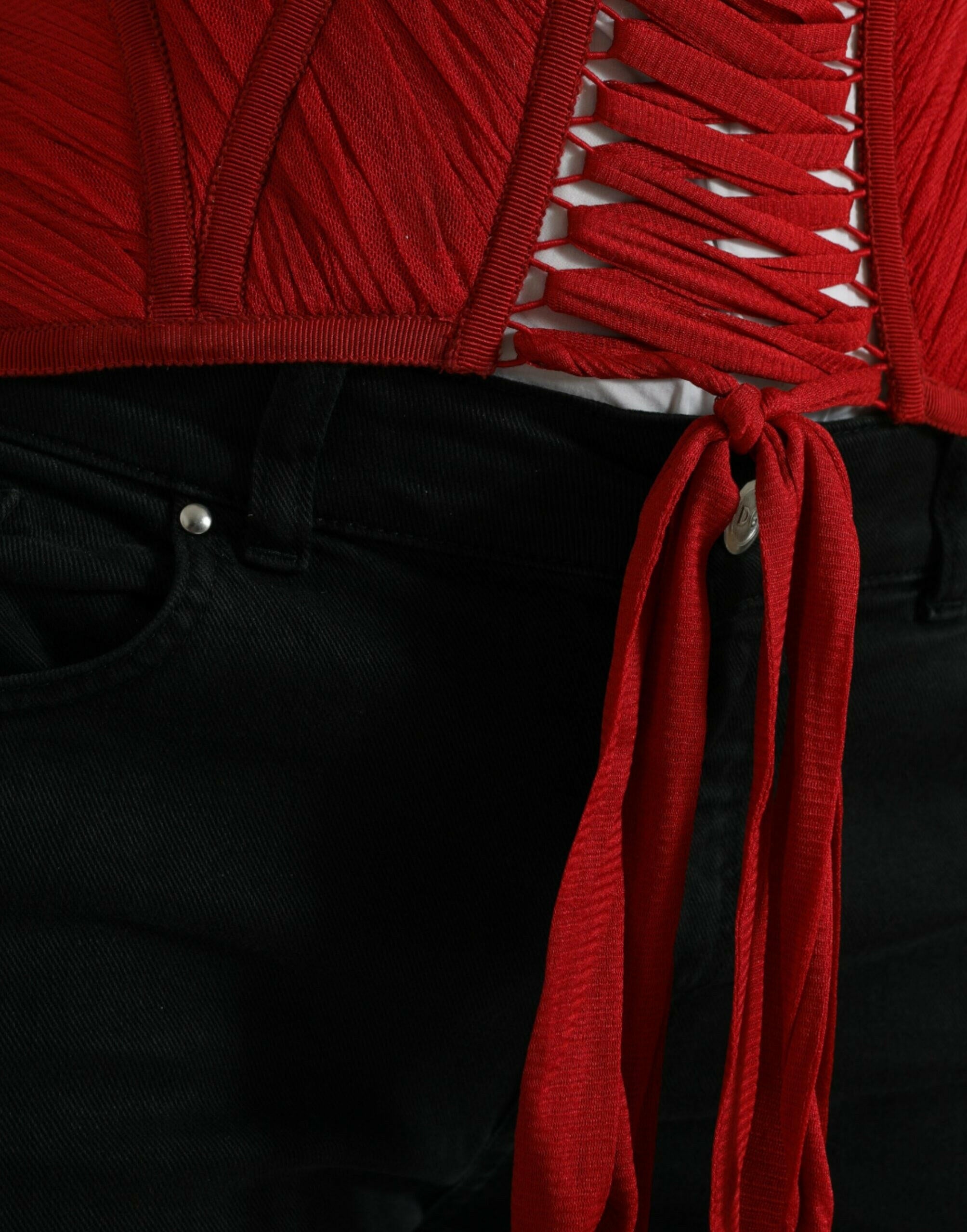 Dolce & Gabbana Red Silk Belt Waist Lace Up Strap Corset -   -  Dolce & Gabbana.
