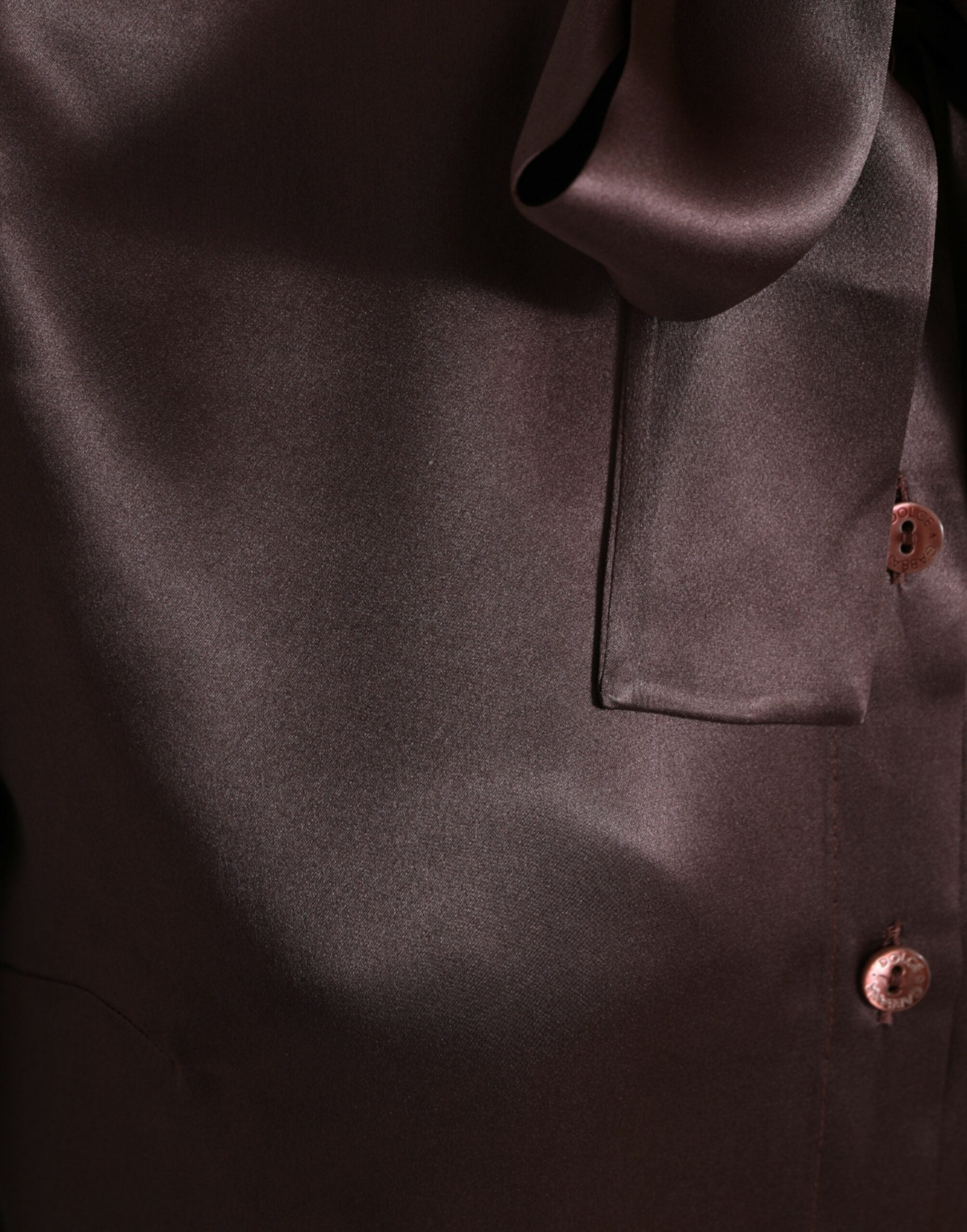 Dolce & Gabbana Brown Silk Ascot Collar Long Sleeve Blouse Top -   -  Dolce & Gabbana.