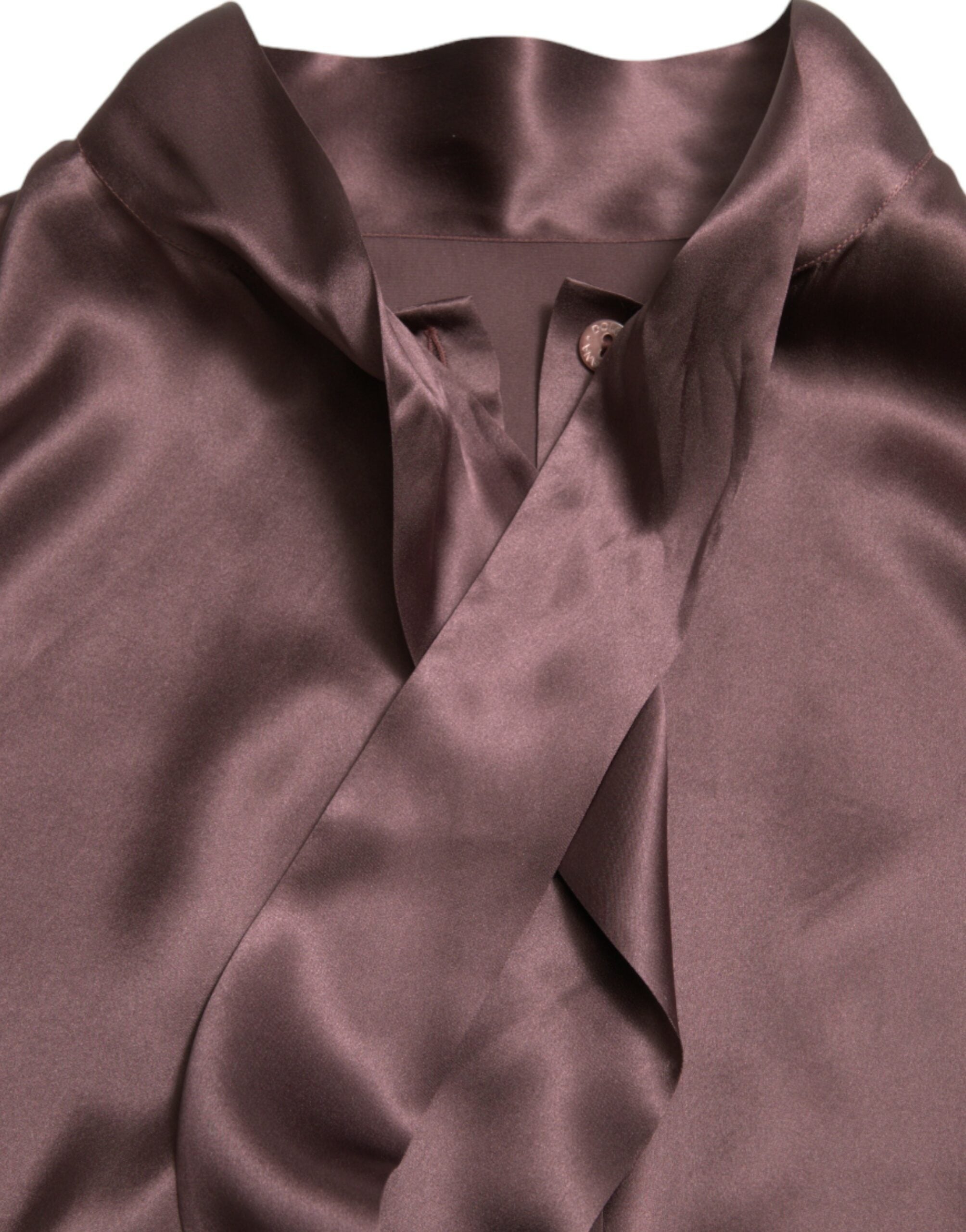 Dolce & Gabbana Brown Silk Ascot Collar Long Sleeve Blouse Top -   -  Dolce & Gabbana.