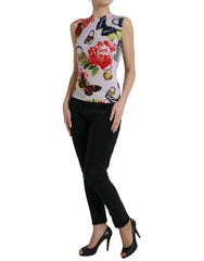 Dolce & Gabbana Multicolor Floral Padlock Butterfly Tank Top -   -  Dolce & Gabbana.