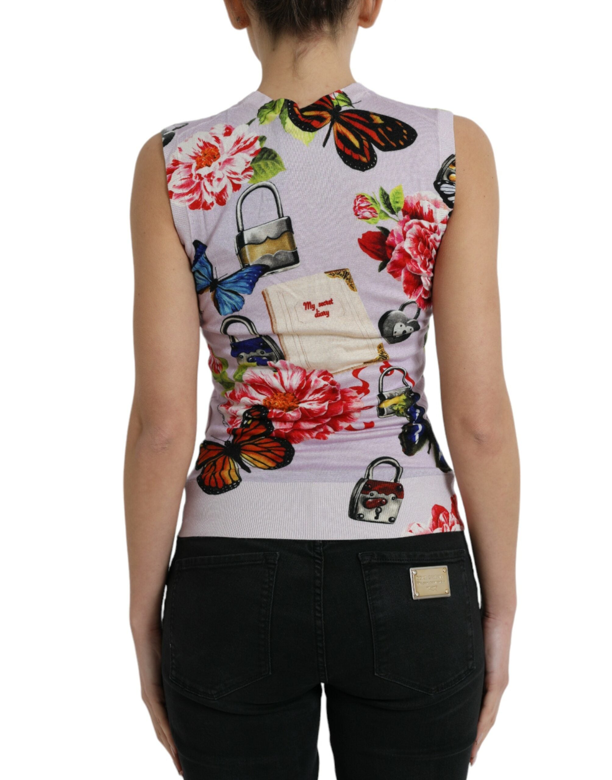 Dolce & Gabbana Multicolor Floral Padlock Butterfly Tank Top -   -  Dolce & Gabbana.
