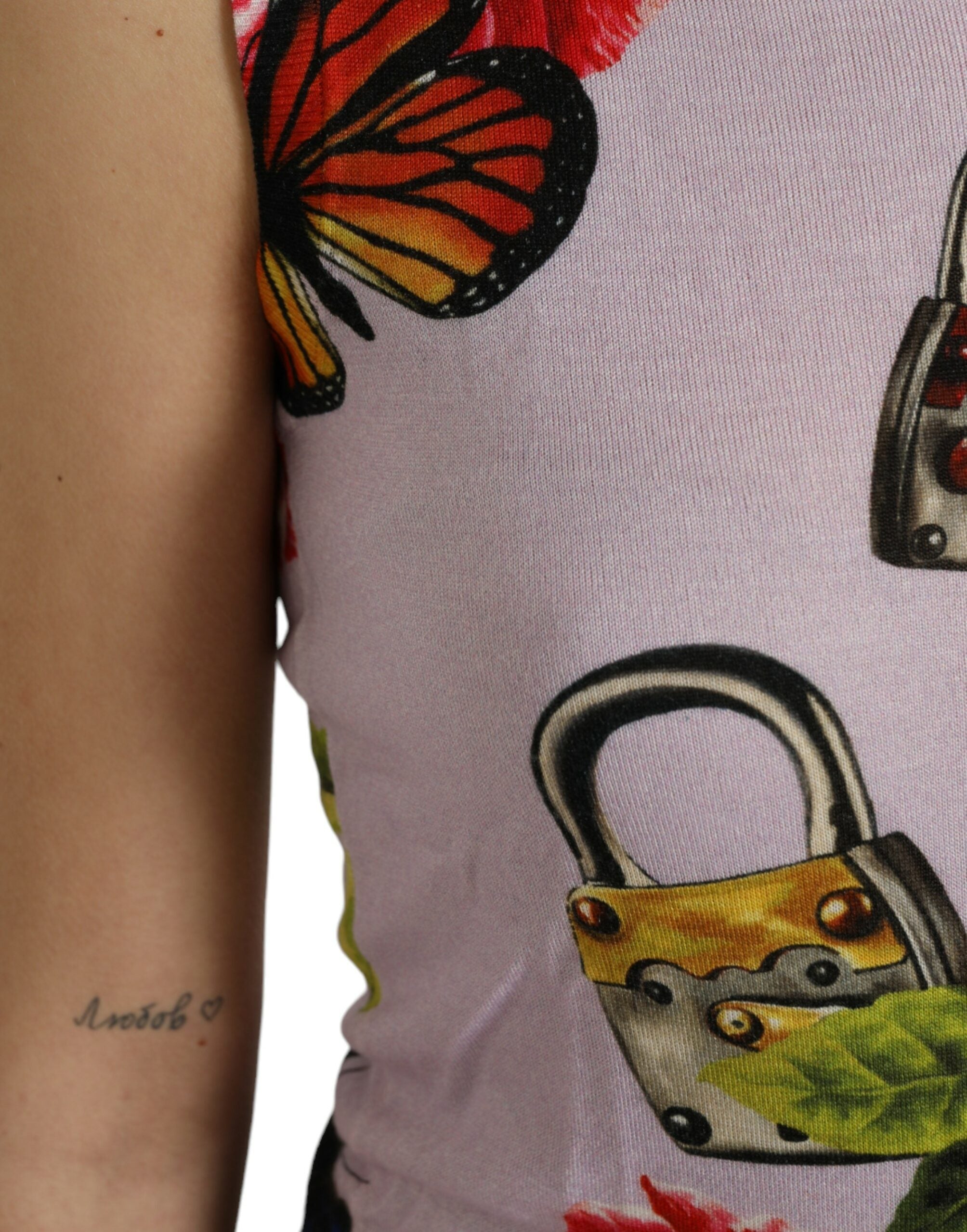 Dolce & Gabbana Multicolor Floral Padlock Butterfly Tank Top -   -  Dolce & Gabbana.
