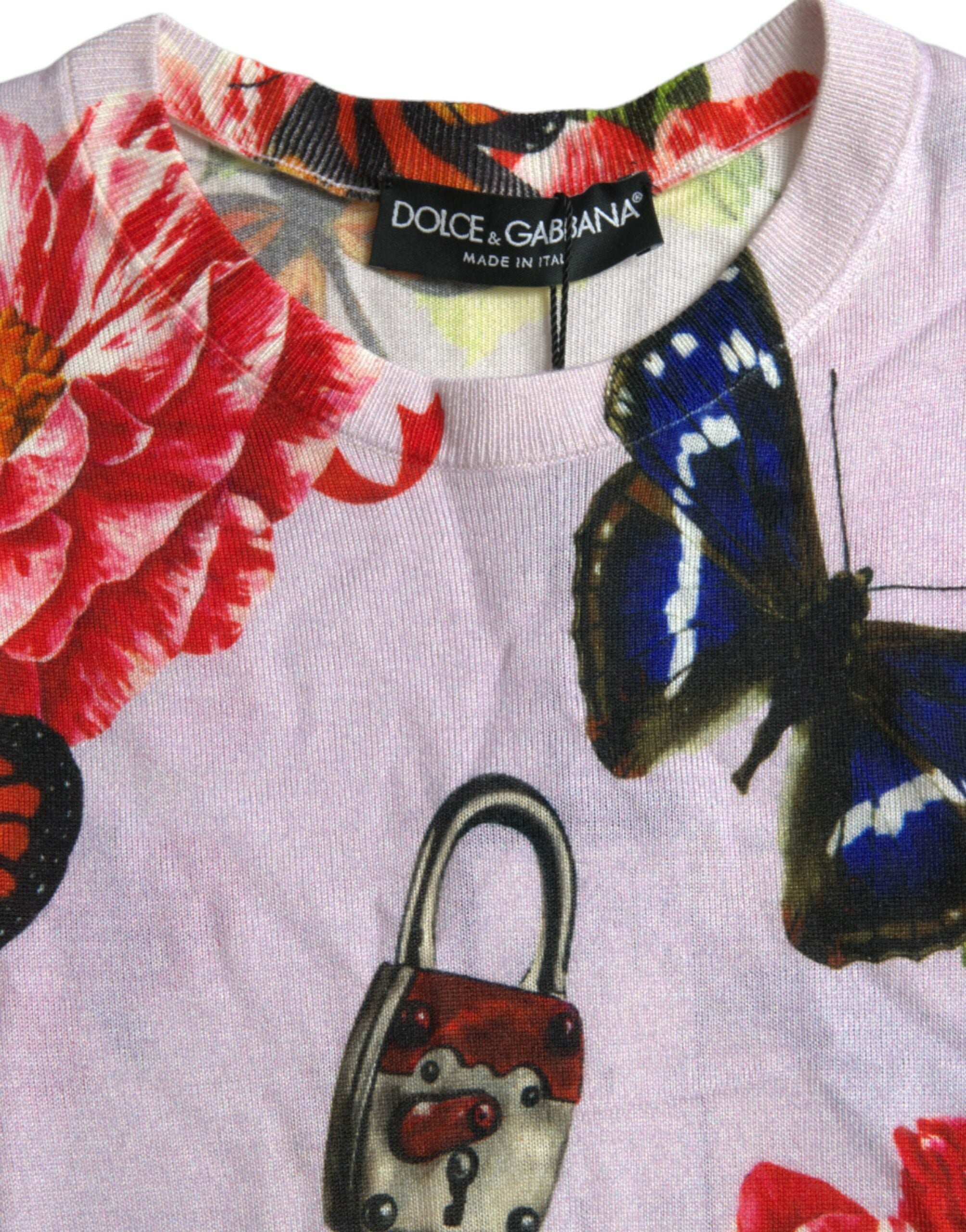 Dolce & Gabbana Multicolor Floral Padlock Butterfly Tank Top -   -  Dolce & Gabbana.