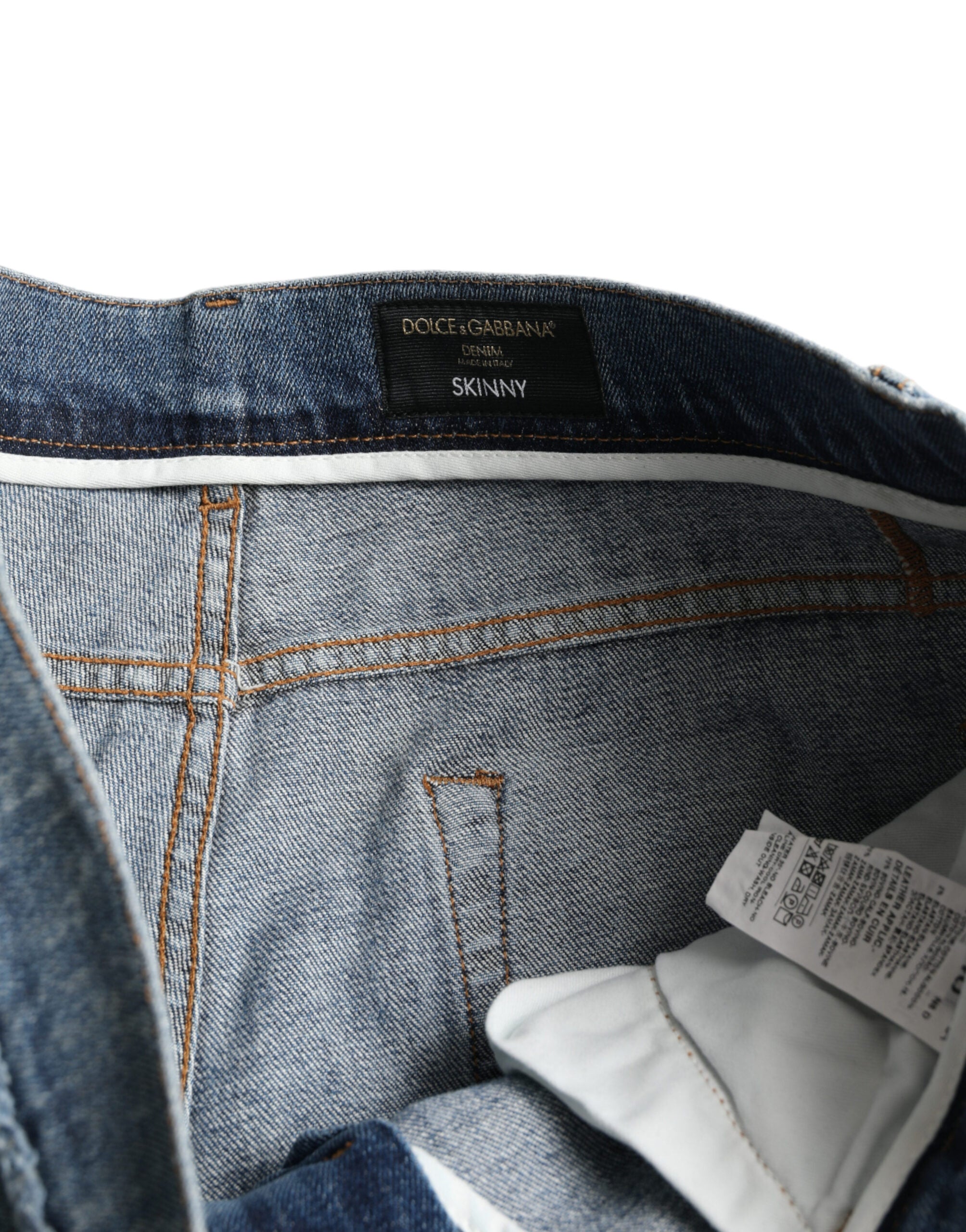 Dolce & Gabbana Blue Washed Skinny Cotton Stretch Denim Jeans -   -  Dolce & Gabbana.