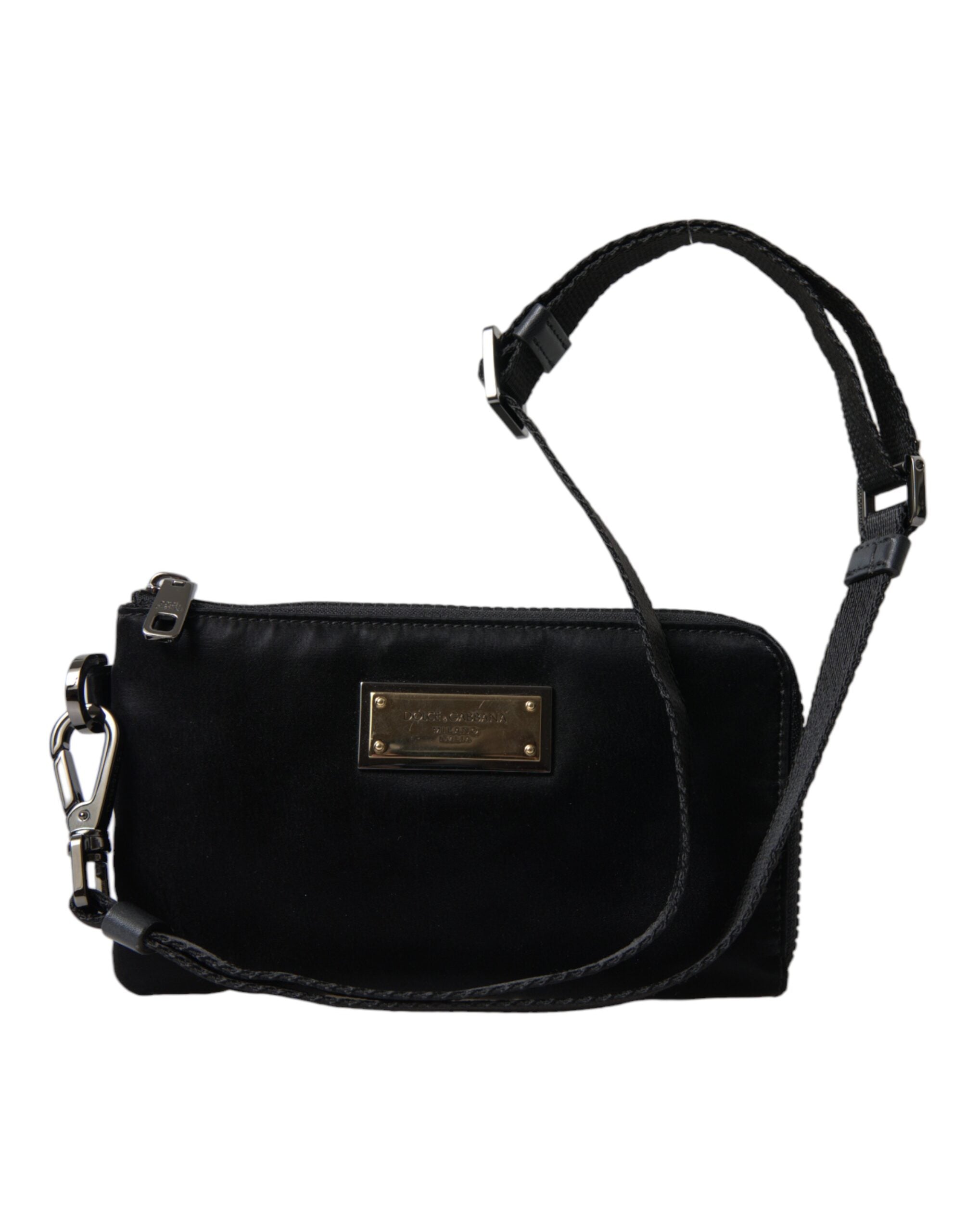 Dolce & Gabbana Black Nylon Logo Plaque Keyring Pouch Clutch Bag -   -  Dolce & Gabbana.