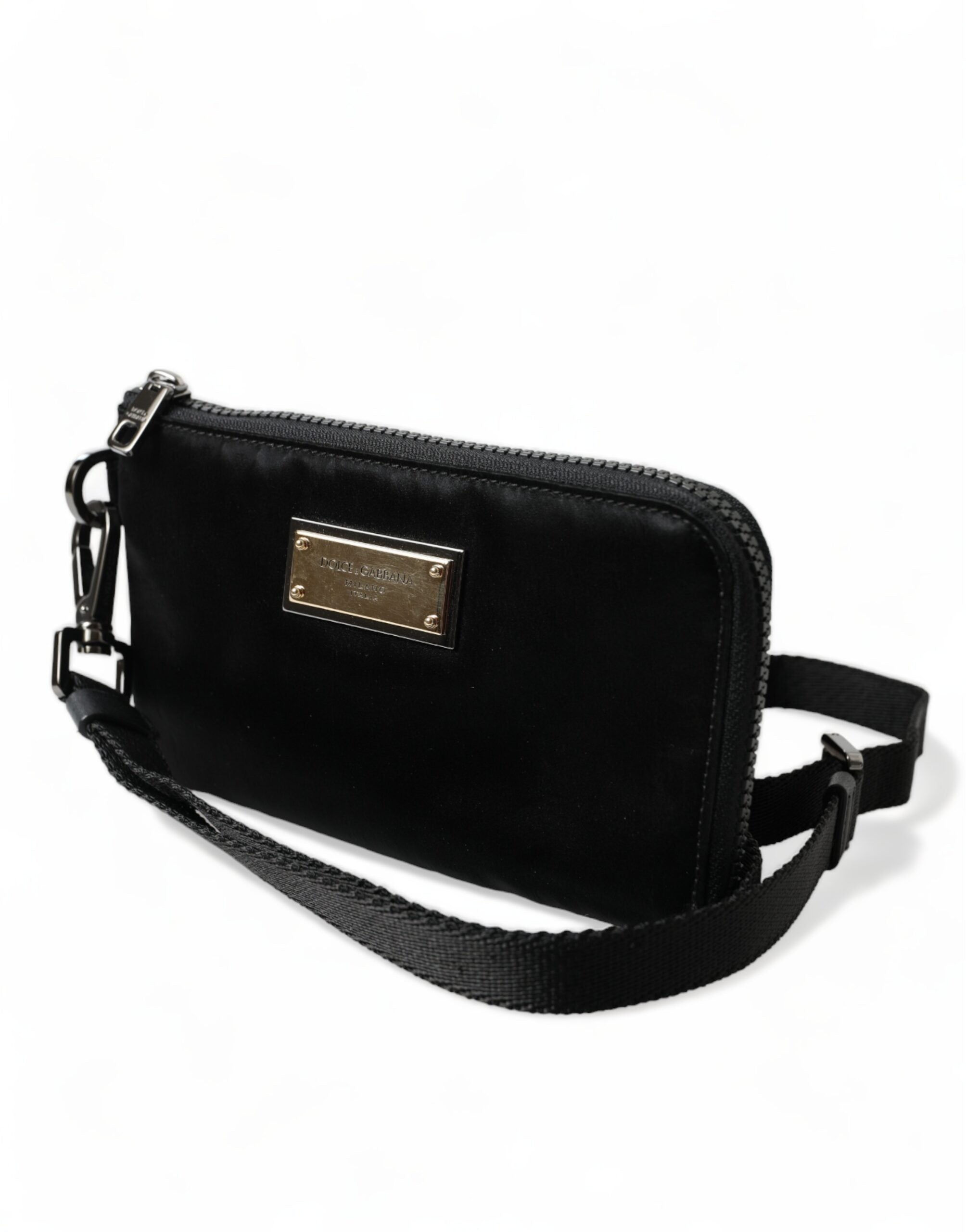 Dolce & Gabbana Black Nylon Logo Plaque Keyring Pouch Clutch Bag -   -  Dolce & Gabbana.