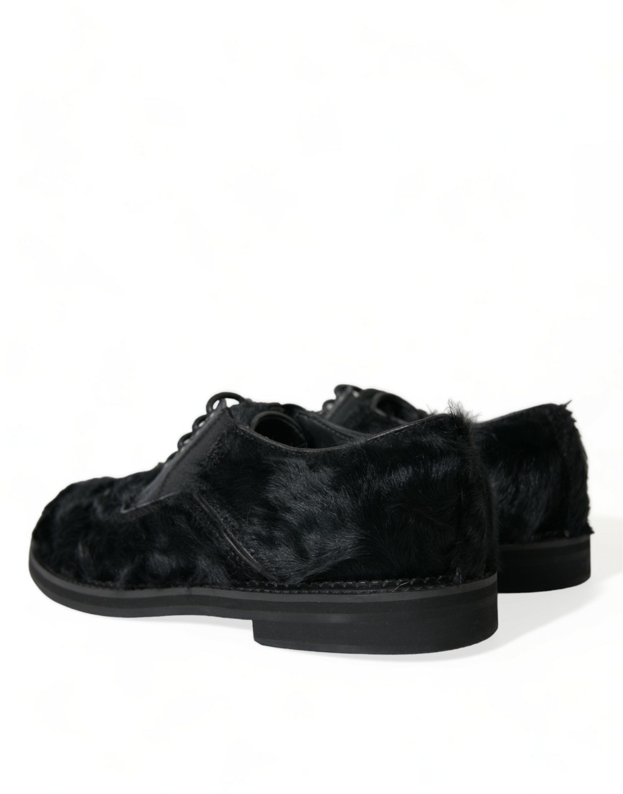 Dolce & Gabbana Black Fur Leather Lace Up Derby Dress Shoes -   -  Dolce & Gabbana.