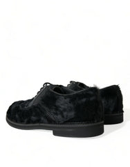 Dolce & Gabbana Black Fur Leather Lace Up Derby Dress Shoes -   -  Dolce & Gabbana.