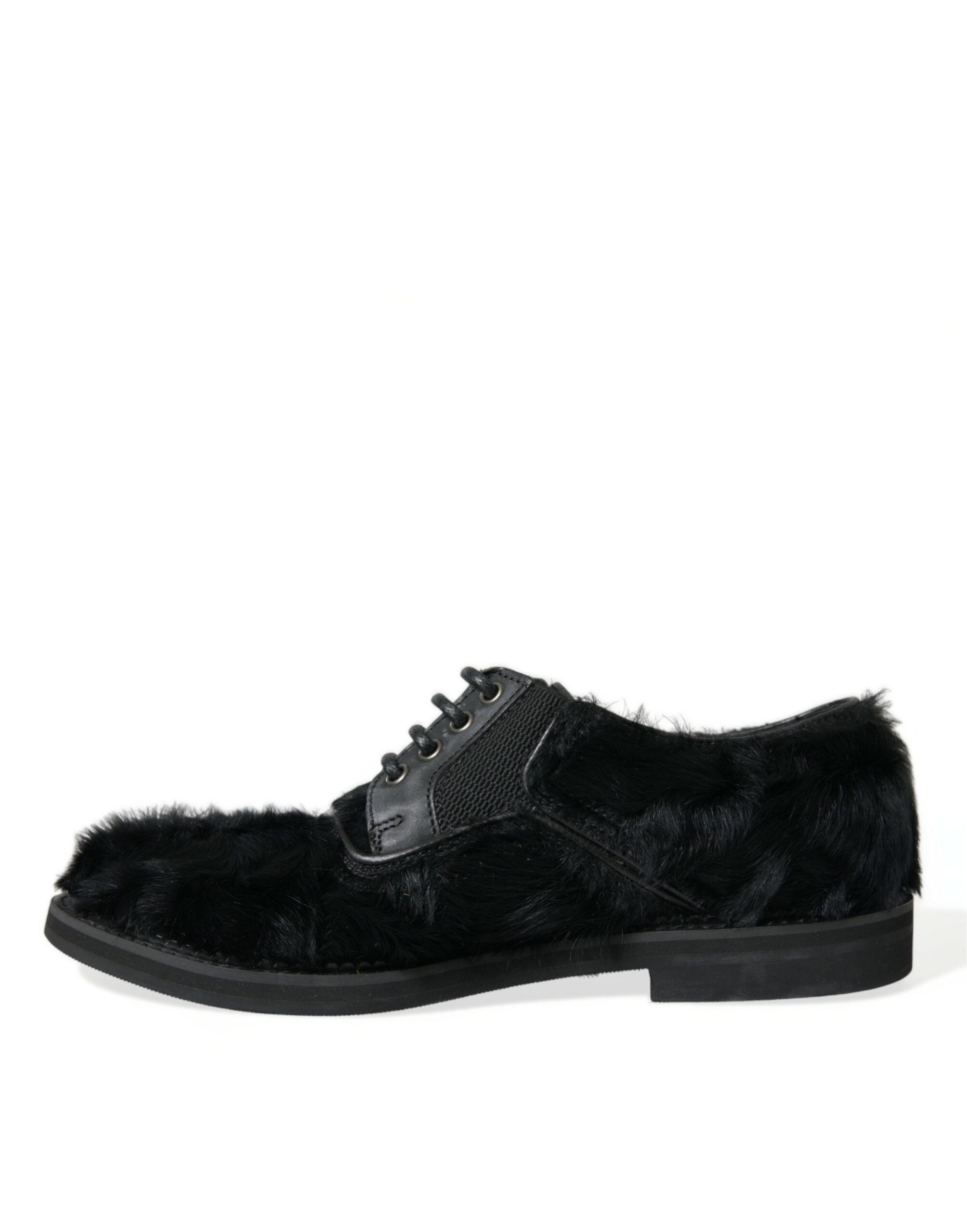 Dolce & Gabbana Black Fur Leather Lace Up Derby Dress Shoes -   -  Dolce & Gabbana.