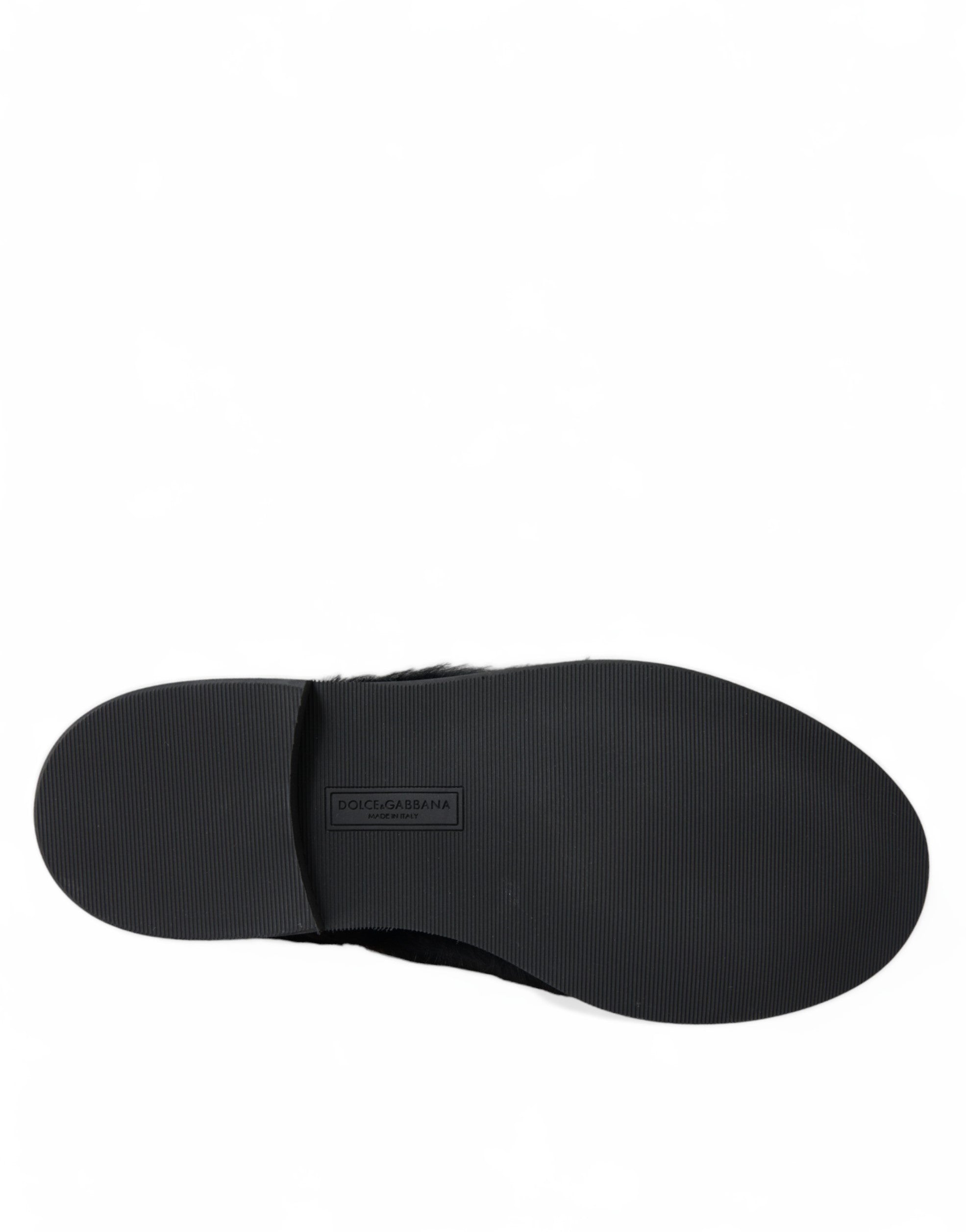 Dolce & Gabbana Black Fur Leather Lace Up Derby Dress Shoes -   -  Dolce & Gabbana.