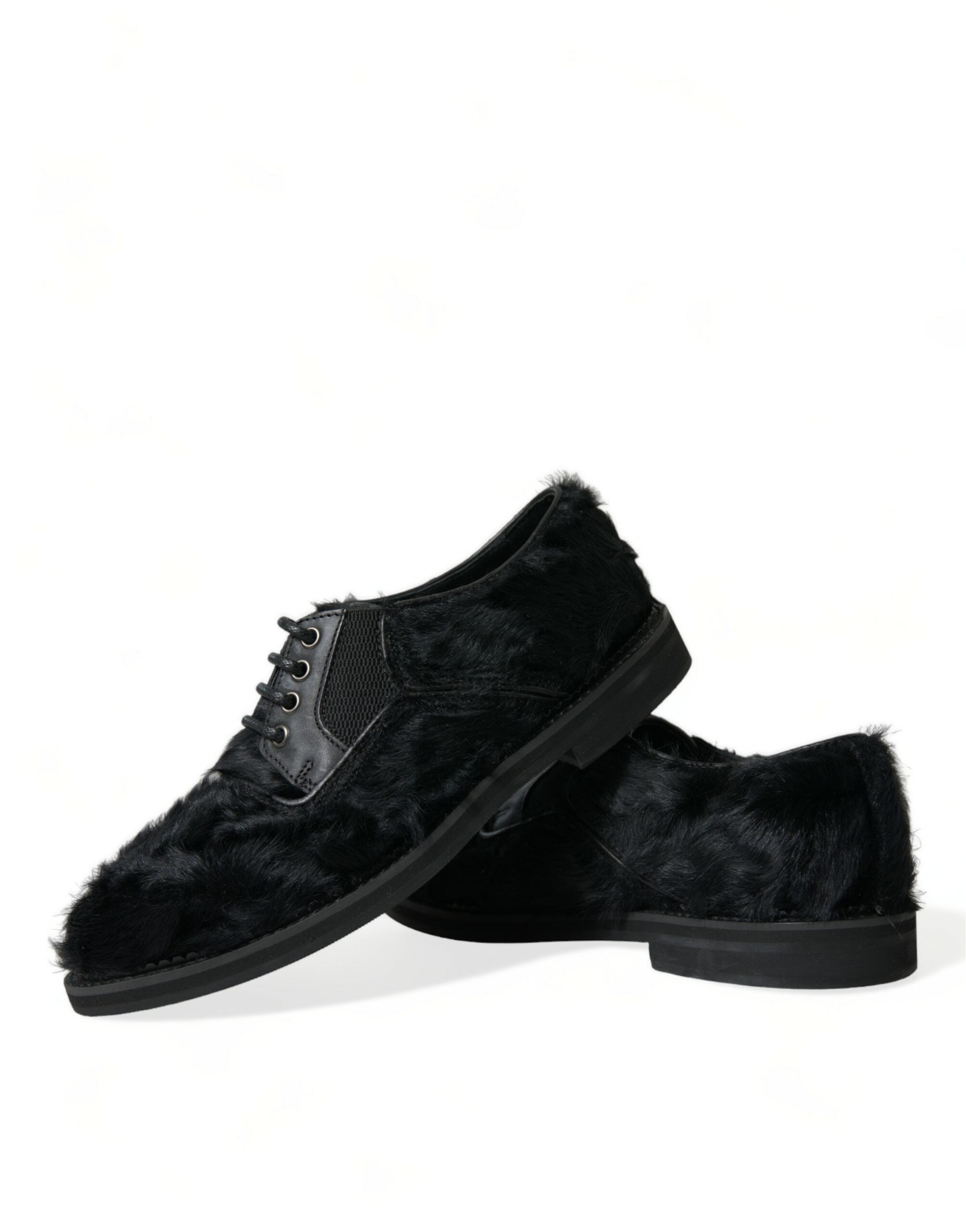Dolce & Gabbana Black Fur Leather Lace Up Derby Dress Shoes -   -  Dolce & Gabbana.