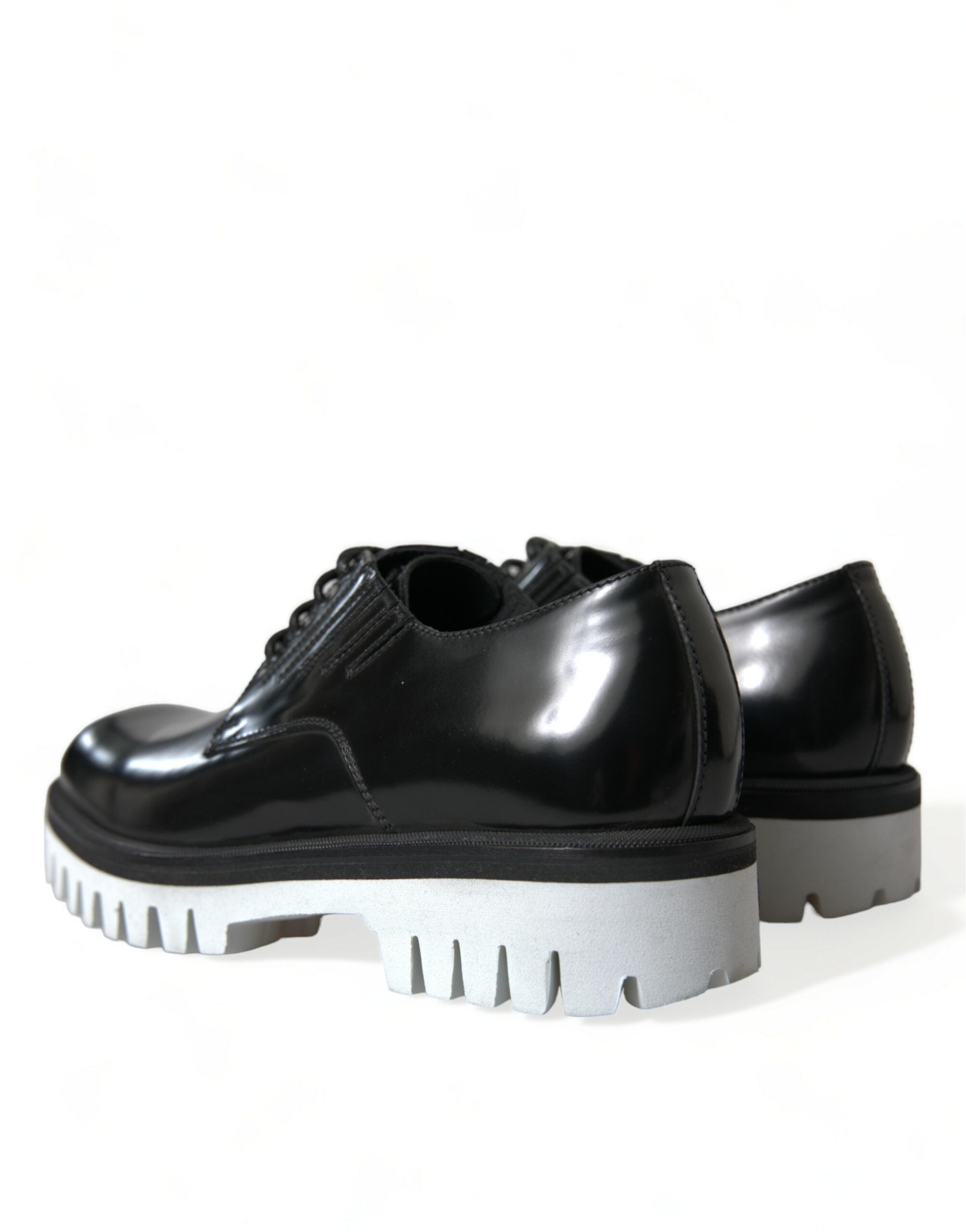 Dolce & Gabbana Black White Leather Lace Up Derby Dress Shoes -   -  Dolce & Gabbana.