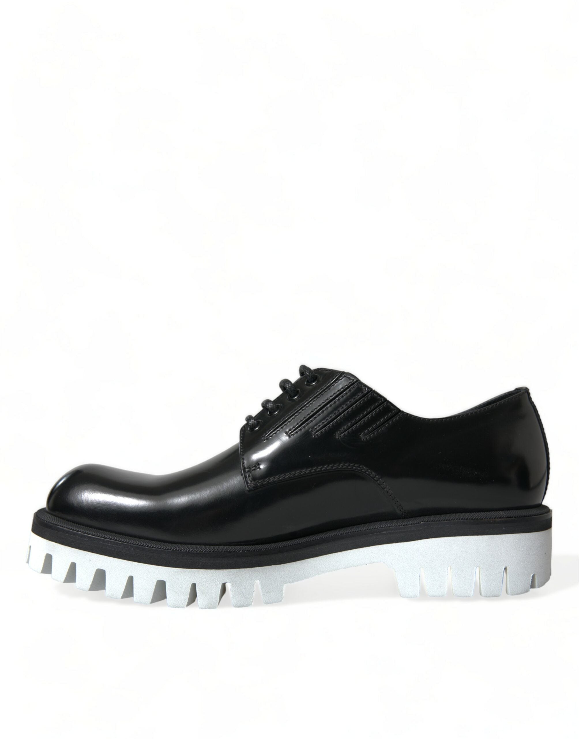 Dolce & Gabbana Black White Leather Lace Up Derby Dress Shoes -   -  Dolce & Gabbana.