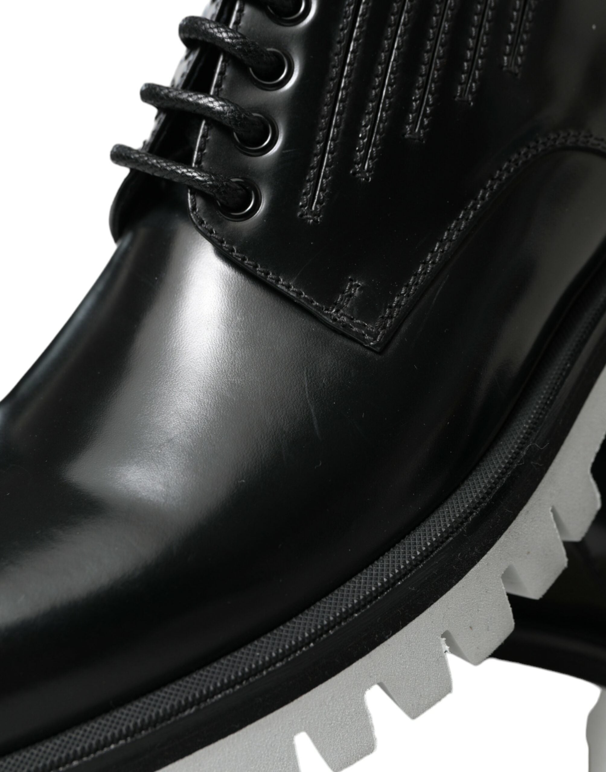 Dolce & Gabbana Black White Leather Lace Up Derby Dress Shoes -   -  Dolce & Gabbana.