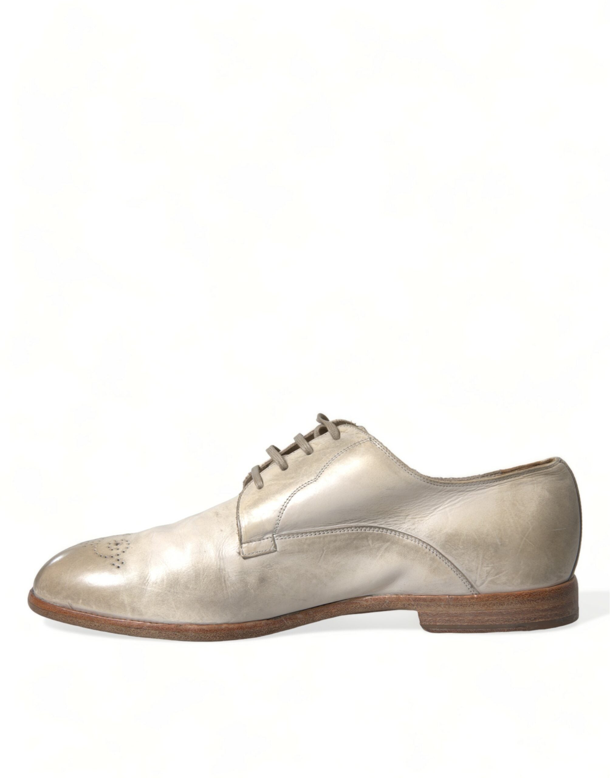 Dolce & Gabbana White Distressed Leather Derby Dress Shoes -   -  Dolce & Gabbana.